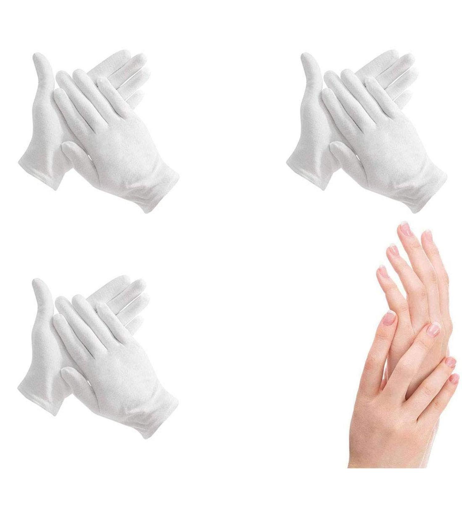 3 Pairs 100% Cotton Gloves for Eczema | White Moisturizing Gloves for Dry, Sensitive Skin | Premium Quality | Spa Therapy | Secure Wristband - Buy Online on GoSupps.com