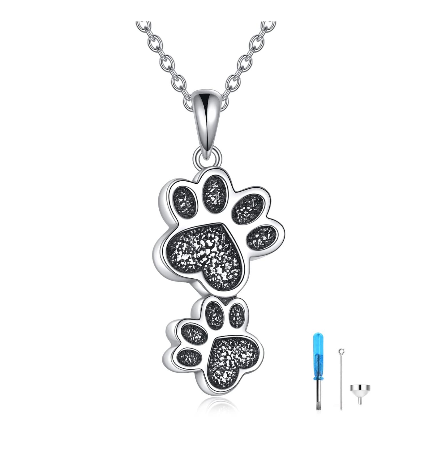 VONALA DOLA 925 Sterling Silver Pet Ash Necklace - Cross & Paws Memorial Jewelry for Dog & Cat Lovers - Buy Online on GoSupps.com