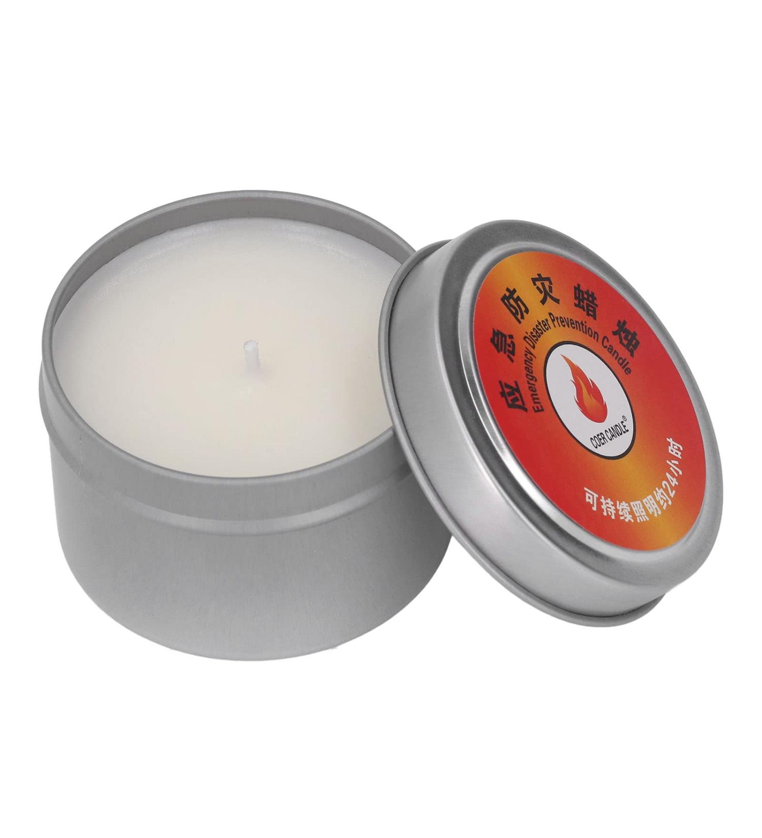Emergency Candle 24 Hours Waterproof Beeswax Camping Candle with Floral & Honey Scents - Slow Burn Candle for Outdoor Survival, Camping, Hiking - Silver - Buy Online on GoSupps.com