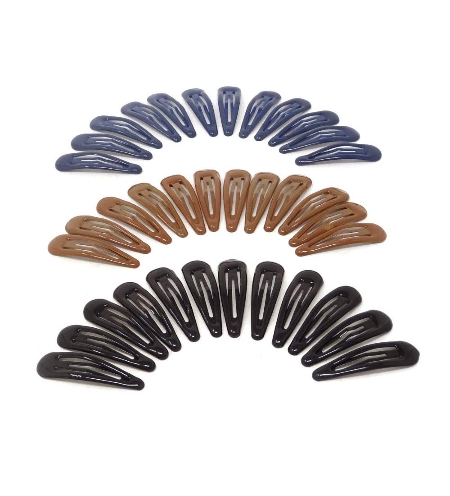 Yueton 36pcs Snap Prong Clips for Hair Bows - Black Blue Brown - Girls Hair Barrettes - Buy Online on GoSupps.com