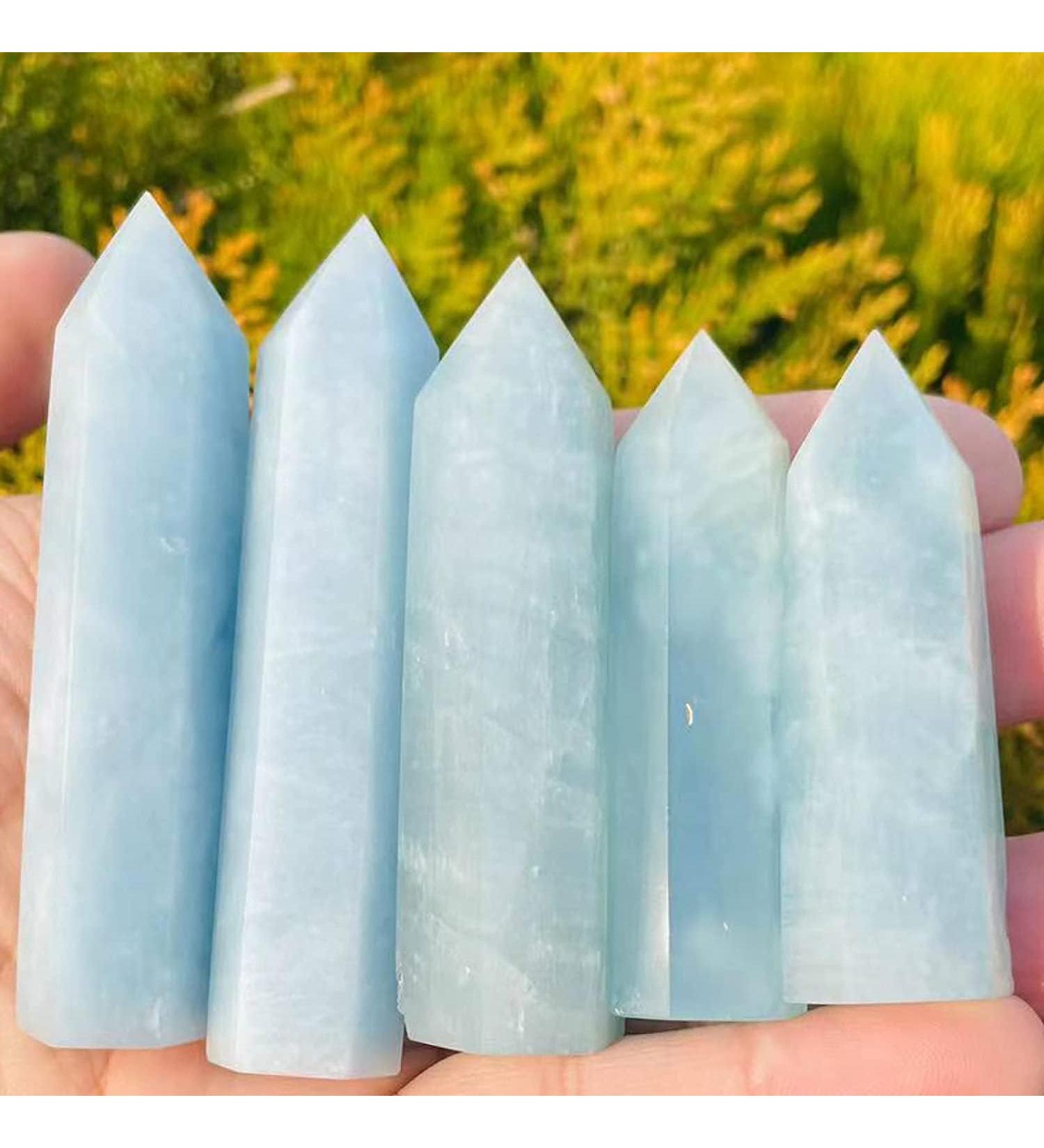 Crystal Stone Natural Blue Aquamarine Quartz Crystal Point Tower Gemstone Home Decor Natural Stones and Minerals Reiki Gift (Color : Blue Size : 50-60mm) 50-60mm Blue - Buy Online on GoSupps.com