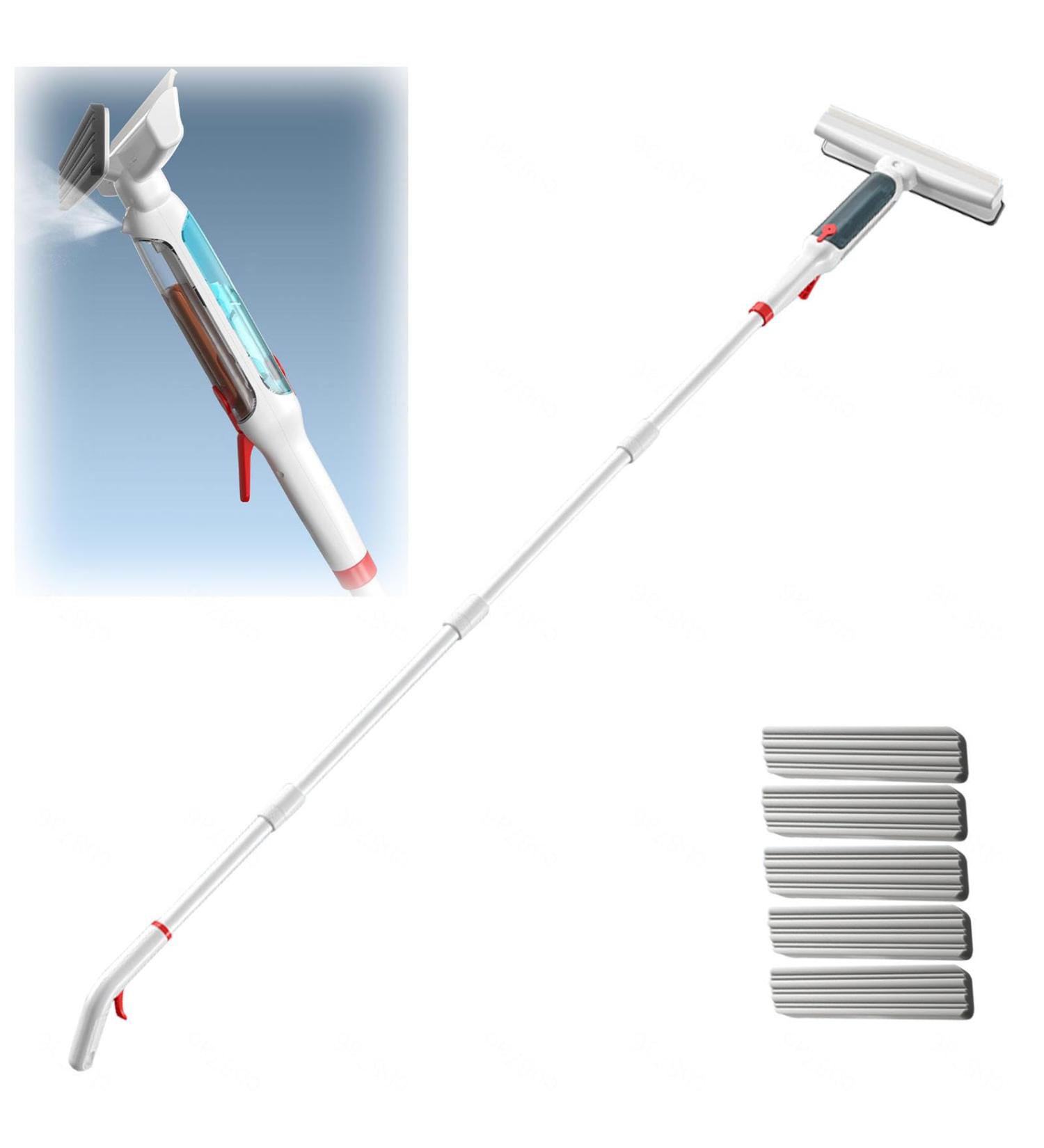 RRRYYYZZ 75'' Spray Window Cleaning Kit with 4-Section Extension Pole 4 in 1 Shower Squeegee for Glass Doors Window Cleaning Squeegee Kit with Sewage Collector and 5 Pads - Buy Online on GoSupps.com