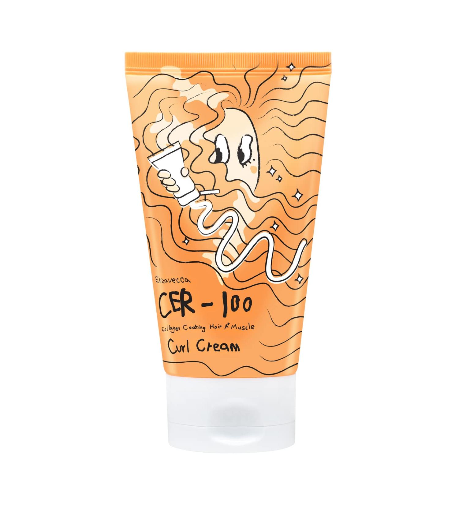 Elizavecca CER-100 Collagen Coating Hair Curl Cream 120ml - Argan Oil Infused Curl-Defining Cream - Buy Online on GoSupps.com