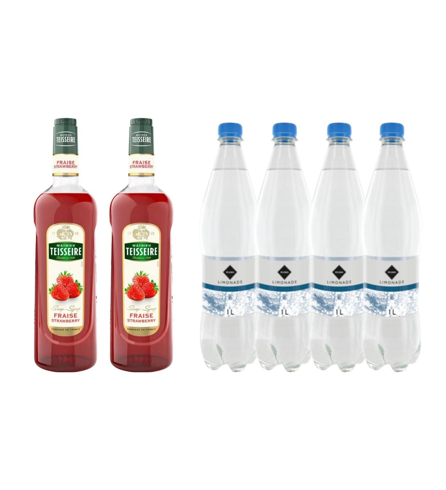  Wine And More Syrups & Lemonade Set: Teisseire Syrups - Strawberry (2x1L) - Gilbert Lemonade (4x1L) - Buy Online on GoSupps.com