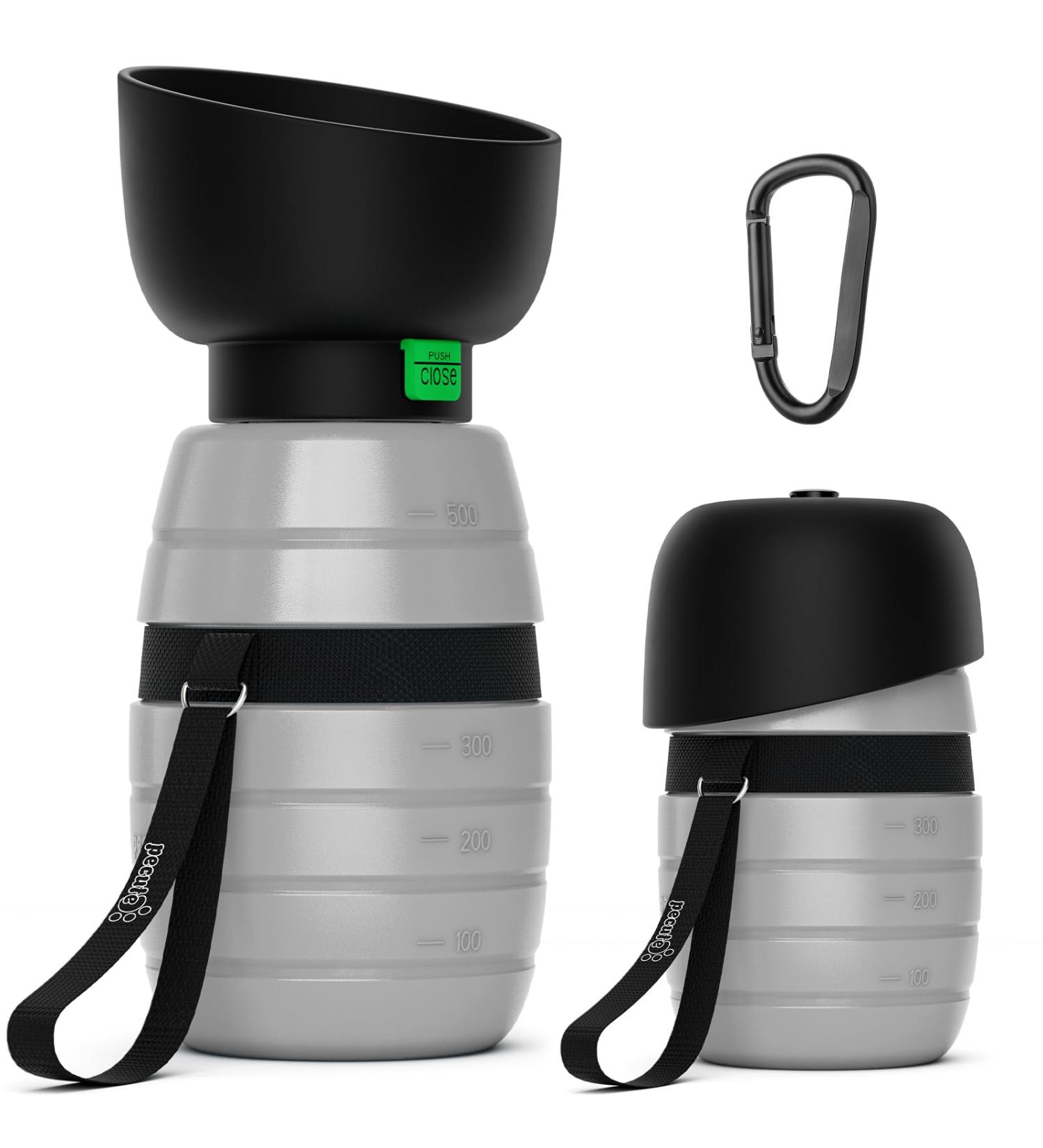 Pecute 500ml Dog Drinking Bottle - Portable Silicone Water Bottle with Foldable Bowl - Ideal for On-the-Go Pets - Buy Online on GoSupps.com