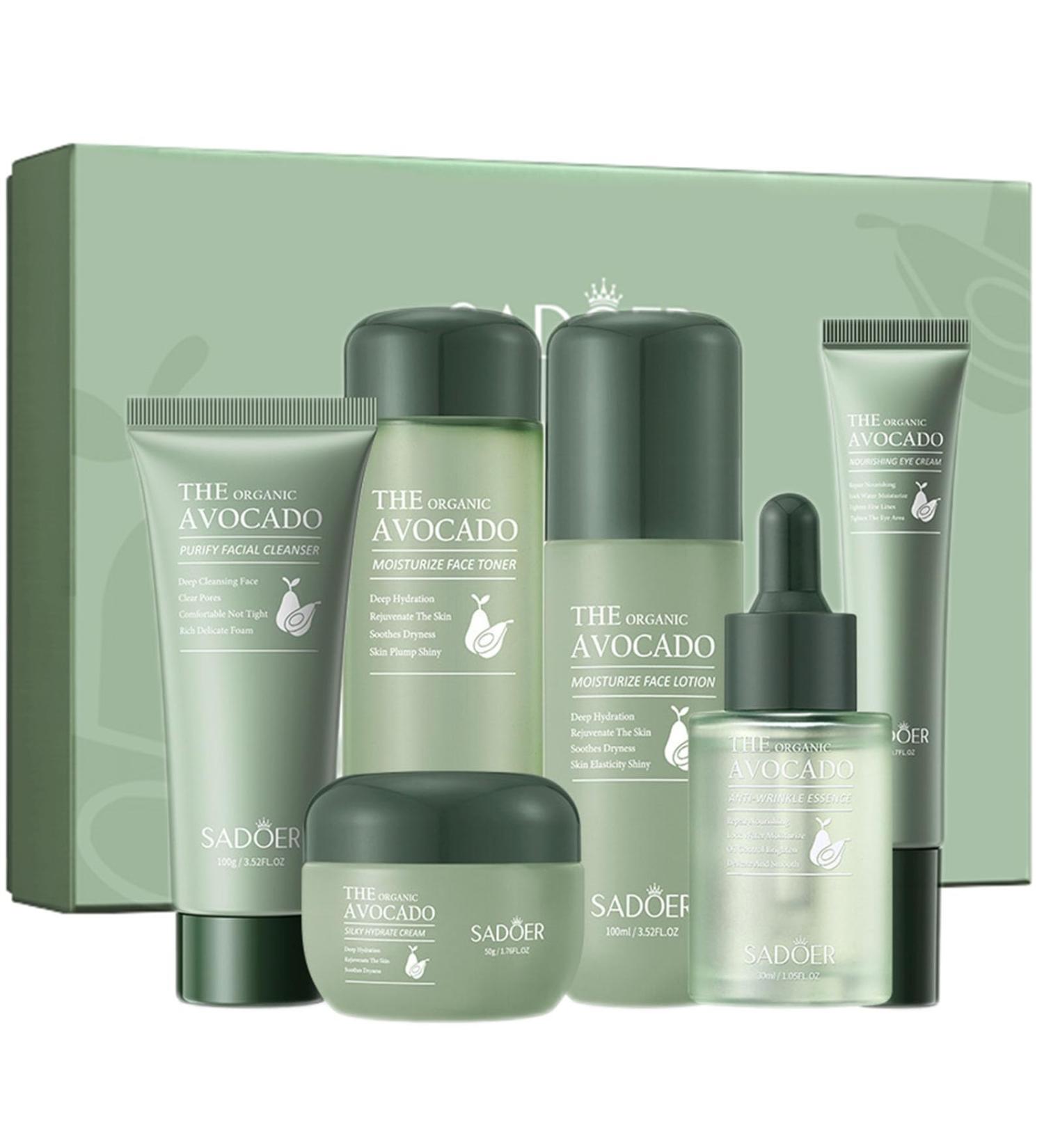 Avocado Skincare Sets 6Pcs Skincare Gift Set with Facial Cleanser Face Serum Face Cream Eye Cream Toner moisturizing Lotion Skin Care Sets & Kits Hydrating Facial Kit for women - Buy Online on GoSupps.com