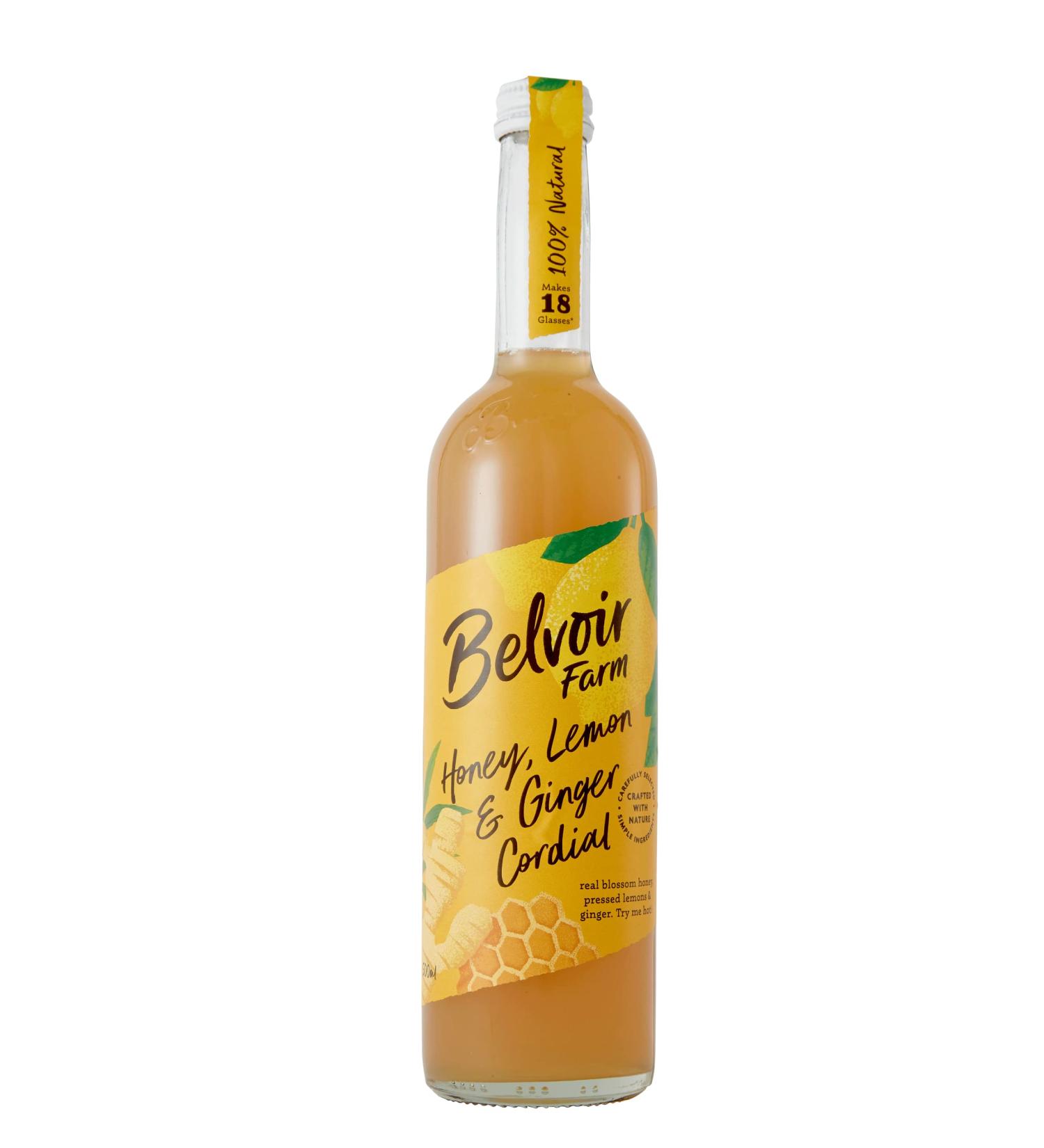 Belvoir Farm Honey Lemon & Ginger Cordial - 100% Natural Ingredients - 6 x 500ml Bottles - Buy Online on GoSupps.com