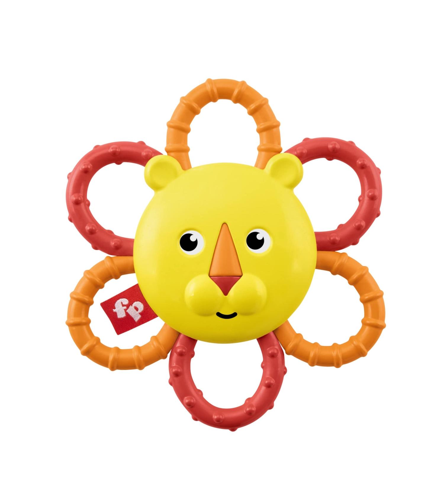 Fisher-Price Take & Teethe Lion Rattle Toy - Yellow Orange | 3M+ Baby Toy - Buy Online on GoSupps.com