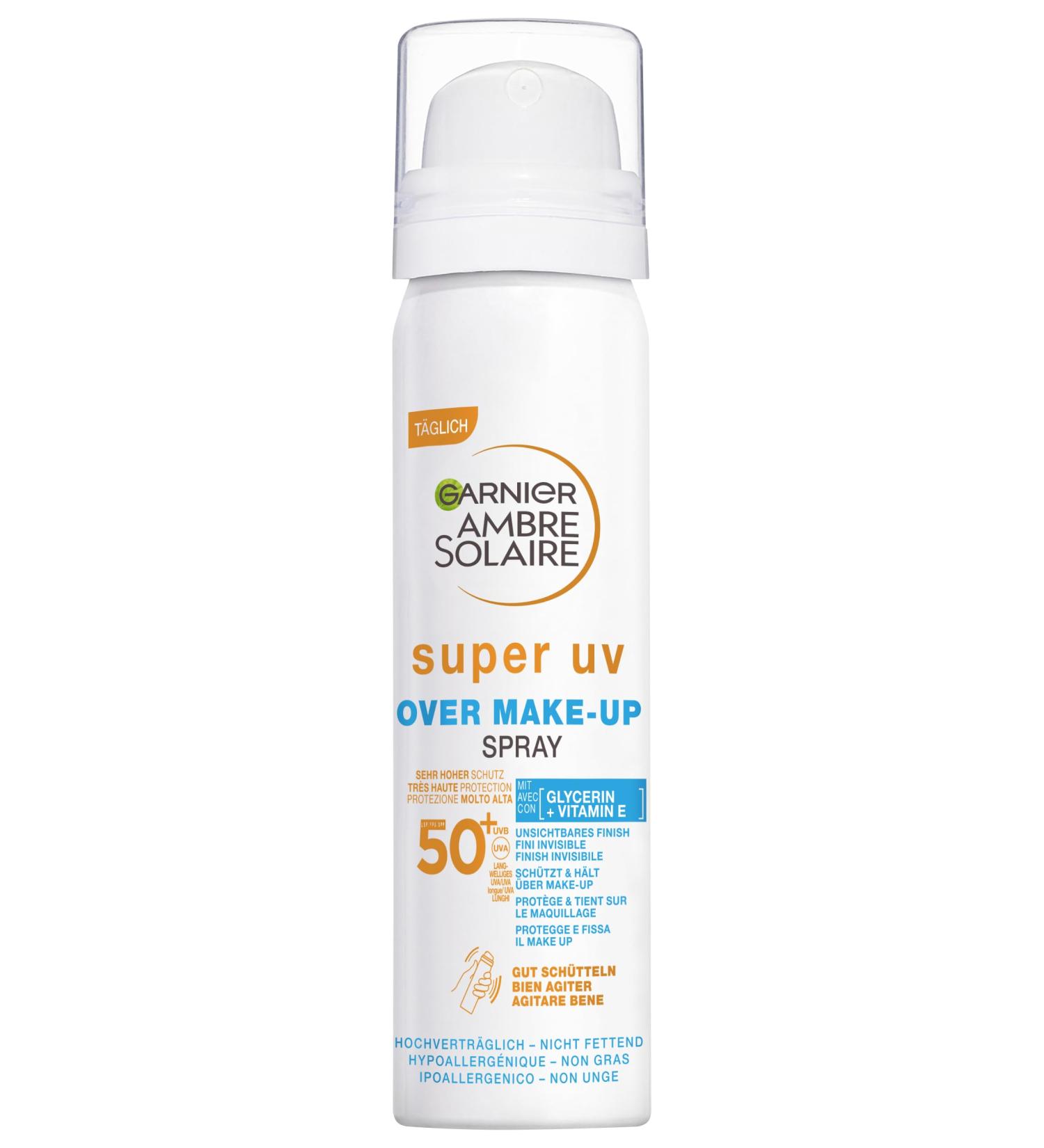Garnier Fixing makeup spray with protection factor 50+ protection against dark spots perfect makeup for a long time vegan formula with glycerin vitamin E and hyaluronic acid - Buy Online on GoSupps.com