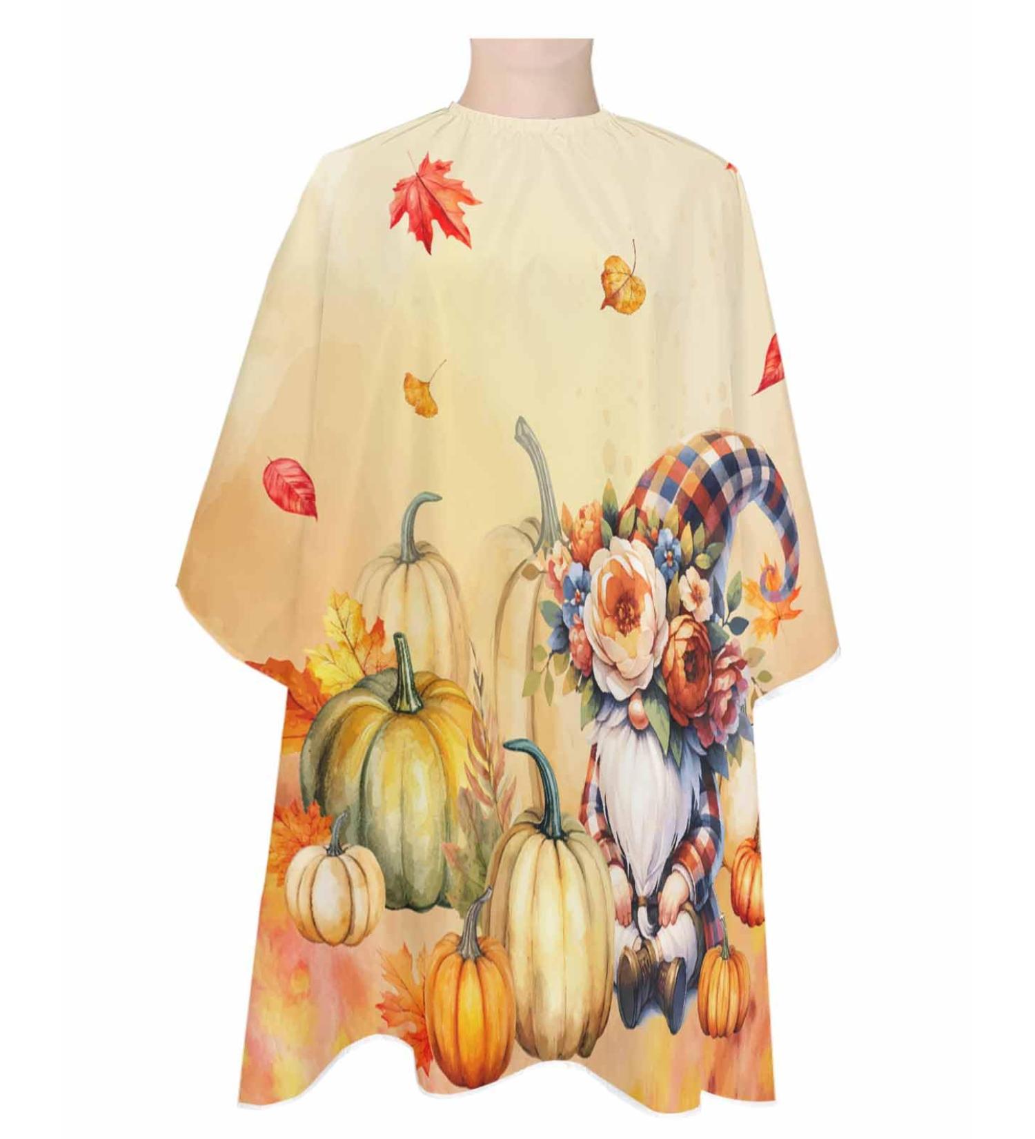 Autumn Gnomes Pumpkin Barber Cape - Adjustable Hair Cutting Cape for All Ages | Thanksgiving Hairdressing Accessories 55x63 Inch - Buy Online on GoSupps.com