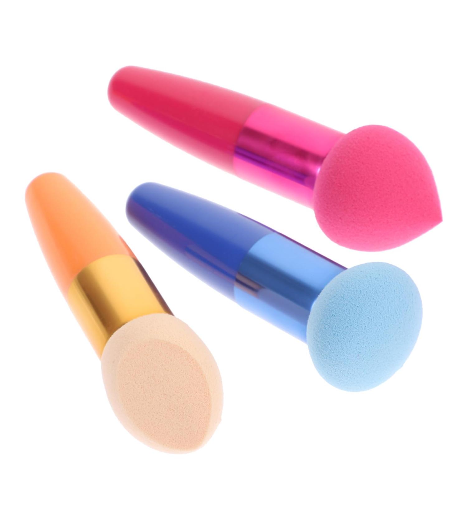 Beavorty 3PC Foundation Puff With Handles concealer brush makeup powder brush eyeshadow brush Makeup sponge Sponge for Liquid Sponge stick makeup water drop travel wet puff - Buy Online on GoSupps.com