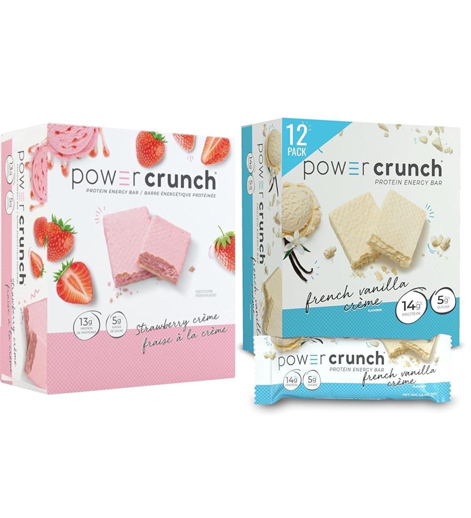 Power Crunch Protein Bar Strawberry Cr me 12 Count Pink & Protein Energy Bar Orignal French Vanilla Creme 1.4-Ounce Bar - Buy Online on GoSupps.com