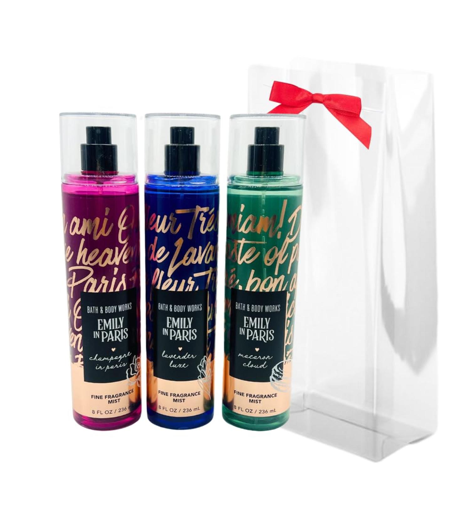 Bath & Body Works EMILY IN PARIS Collection - Champagne in Paris Lavender Luxe Macaron Cloud Fine Fragrance Mist 3-piece bundle with a Red Bow for Holidays - Full Size - Buy Online on GoSupps.com