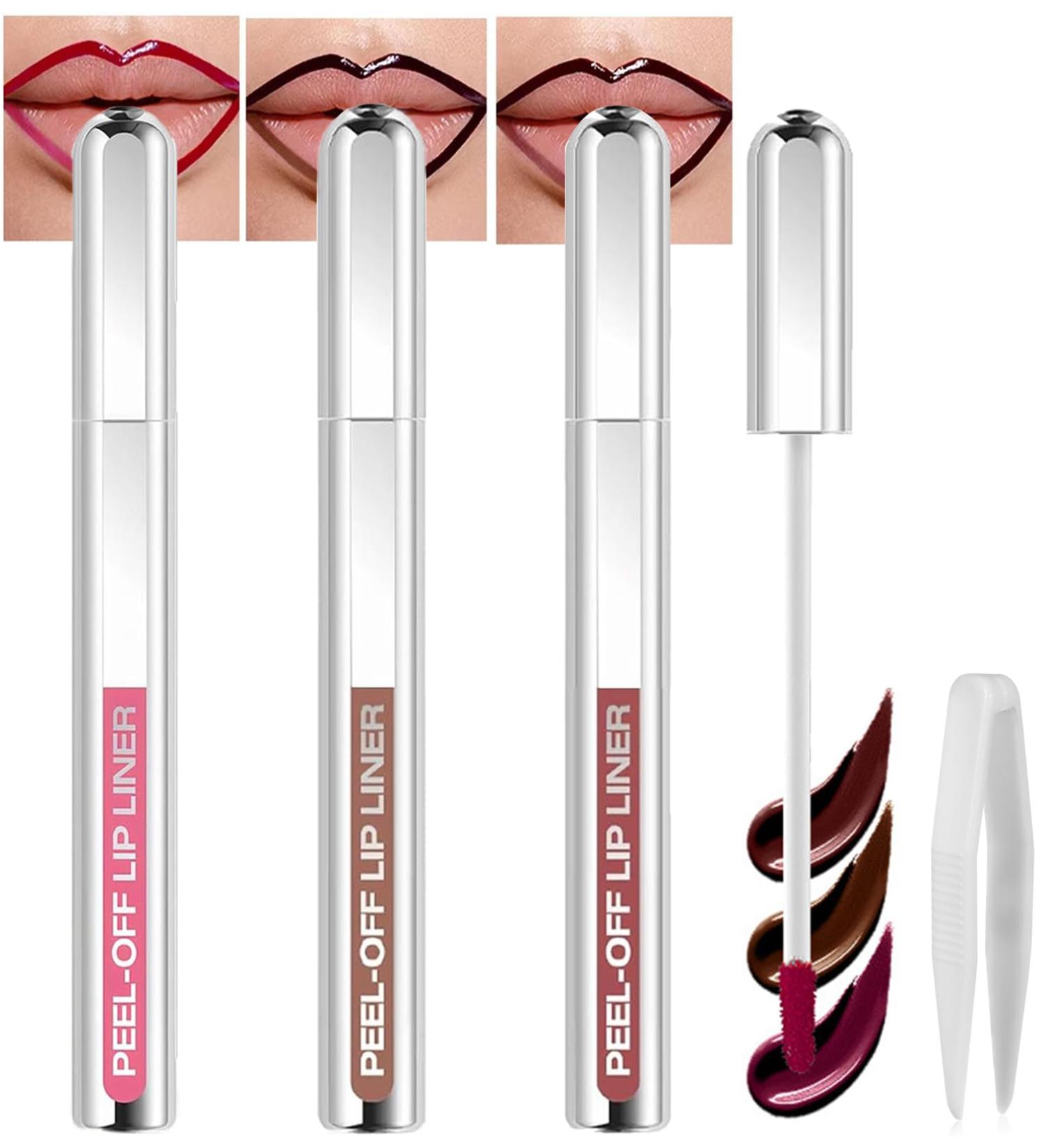 UNIVERSESTAR 3 Pieces Peel Off Lip Liner Stain 3 Colors Lip Liner Waterproof Peel Off Matte Finish Lip Stain Long Lasting Removable Lip Stain Highly Pigmented Lip Tint Stain for Women Full Set A - Buy Online on GoSupps.com