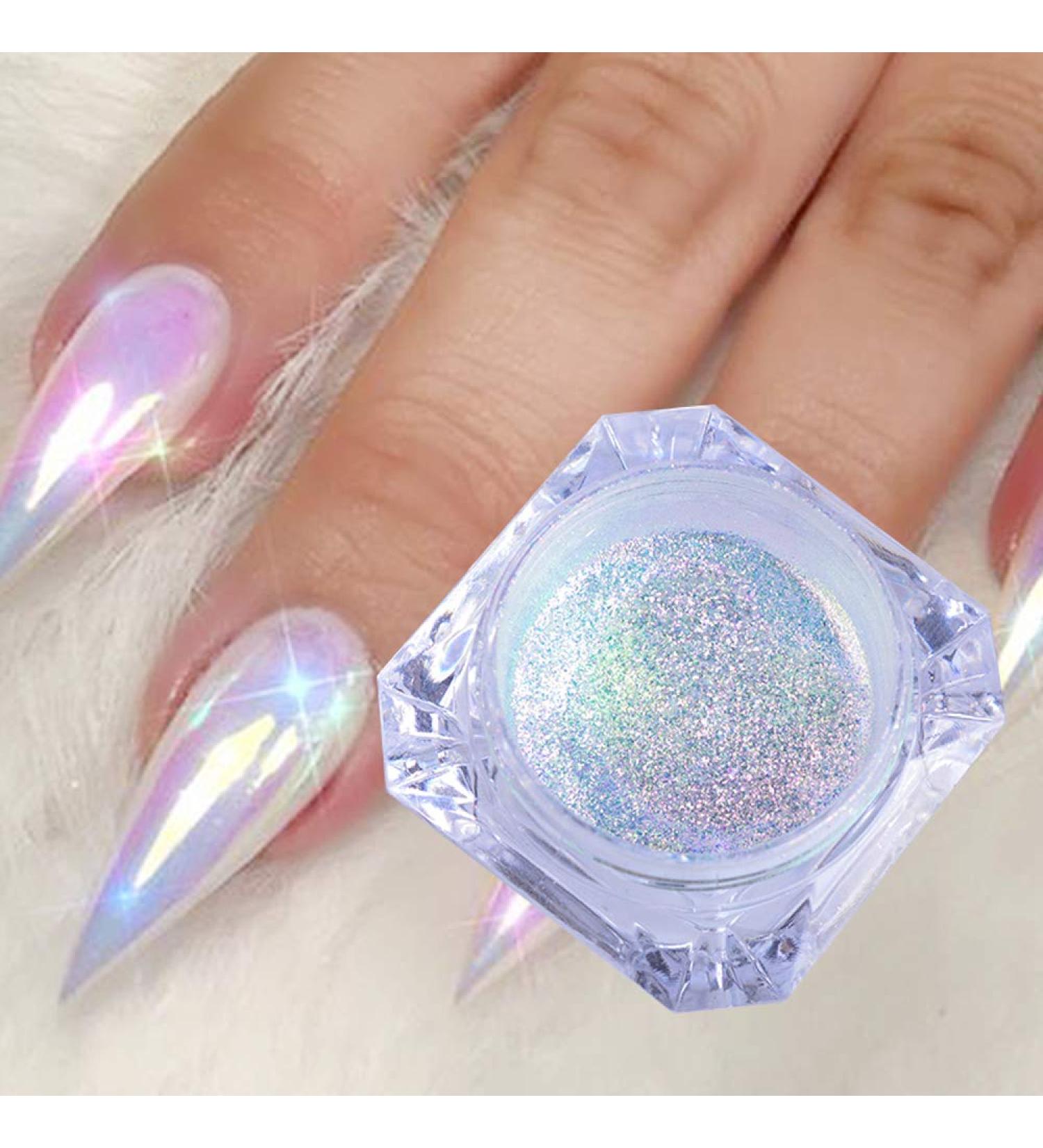 Holographic Rainbow Nail Glitter Powder for Chrome Manicure - Neon Effect Flakes Decoration - Buy Online on GoSupps.com