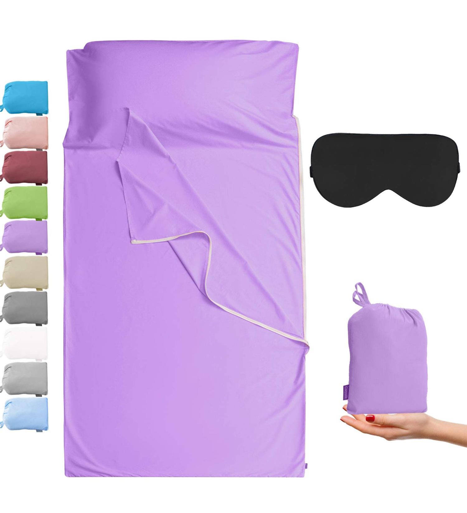 Cozysilk GANNAFEE Cotton Sleeping Bag Liner - 100% Cotton Travel Sheet | Lavender | 41 x 87 - Buy Online on GoSupps.com