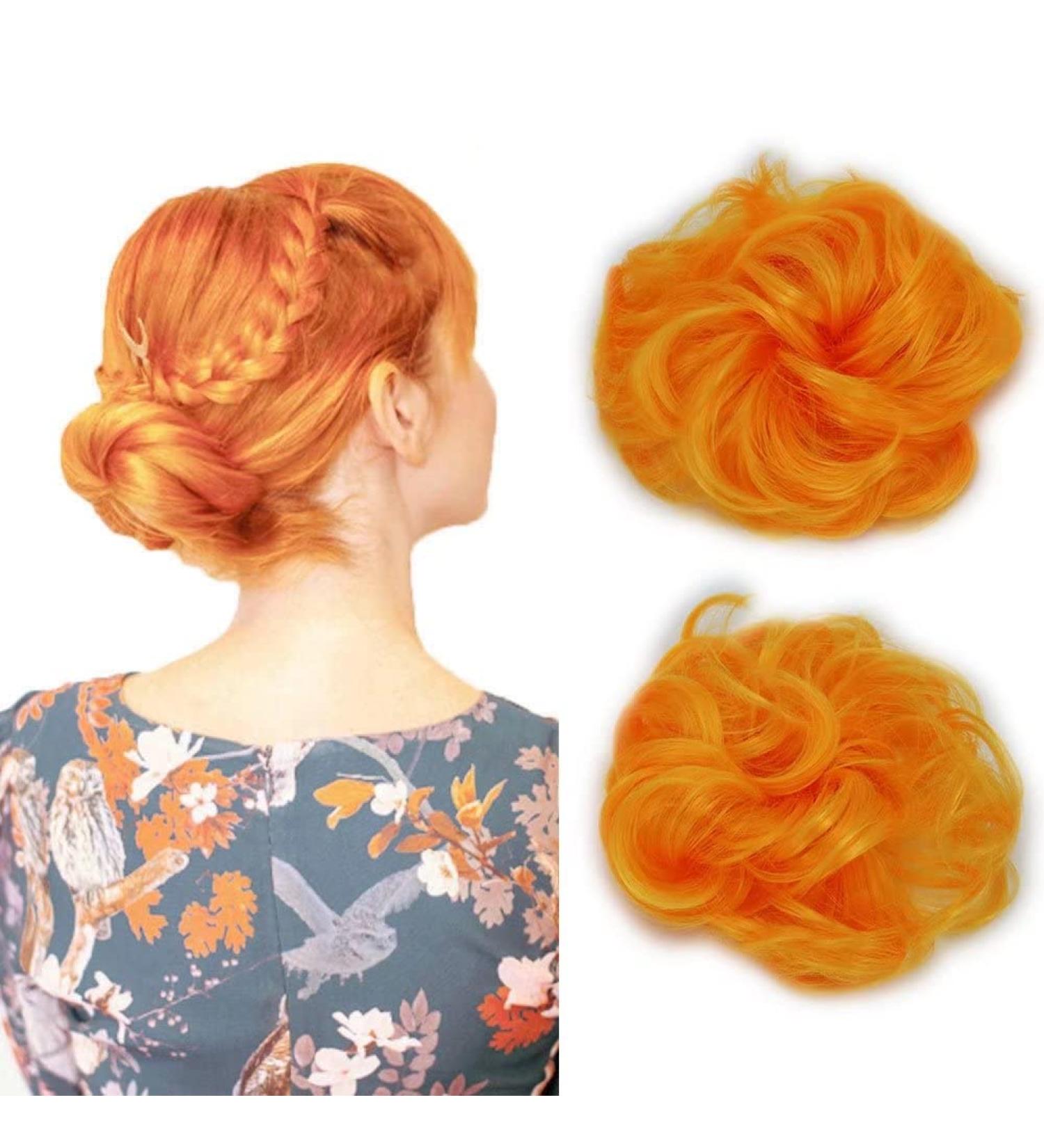 iLUU Fashion Orange Updo Hair Bun Extensions - Elastic Messy Bun Chignon Ponytail, Wavy Buns for Women Party - 2pcs #119 - Buy Online on GoSupps.com
