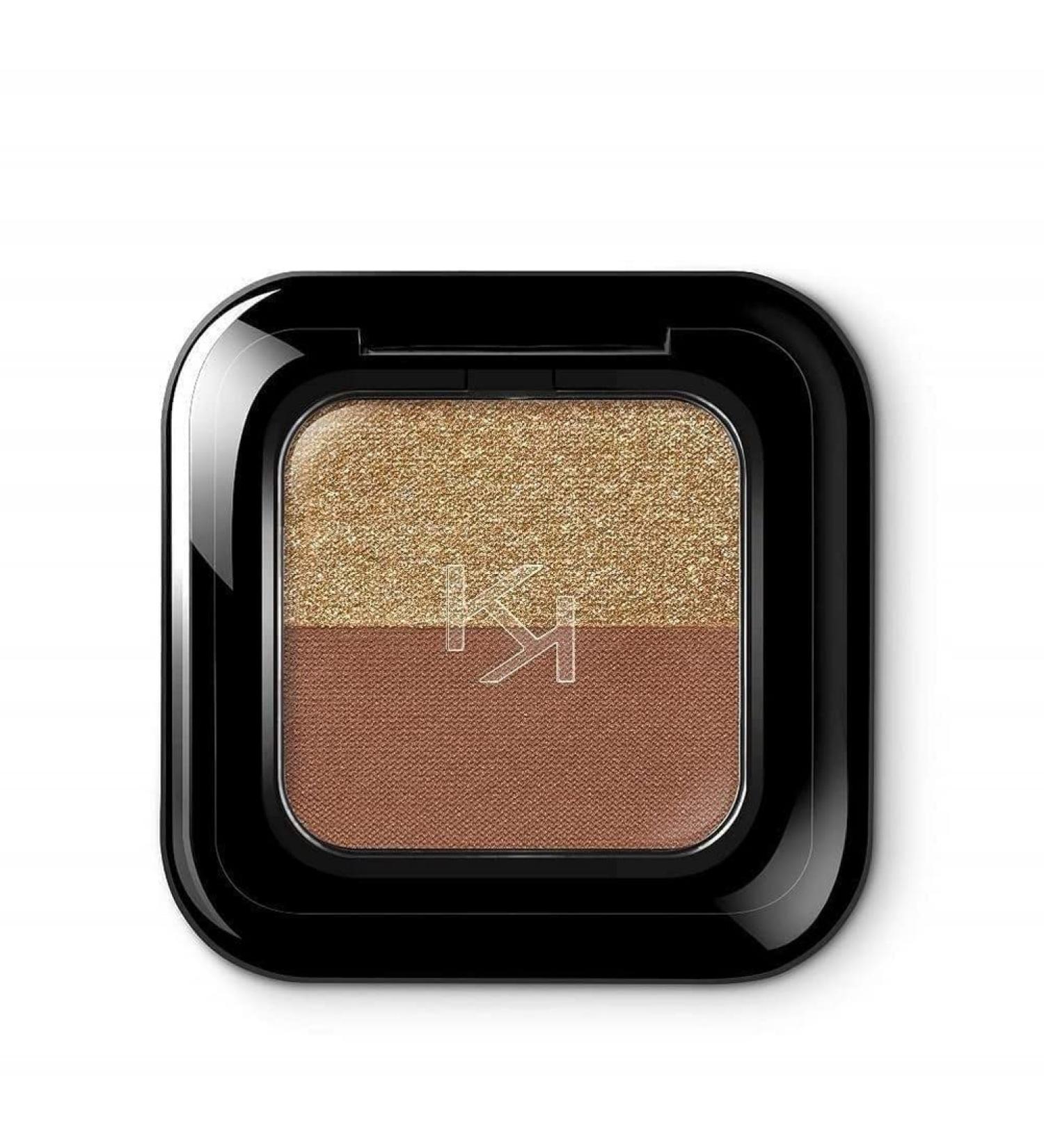 KIKO Milano Bright Duo Eyeshadow 04 | Duo eyeshadow with generous and intense colour payoff 04 Universal Beige / Warm Gold