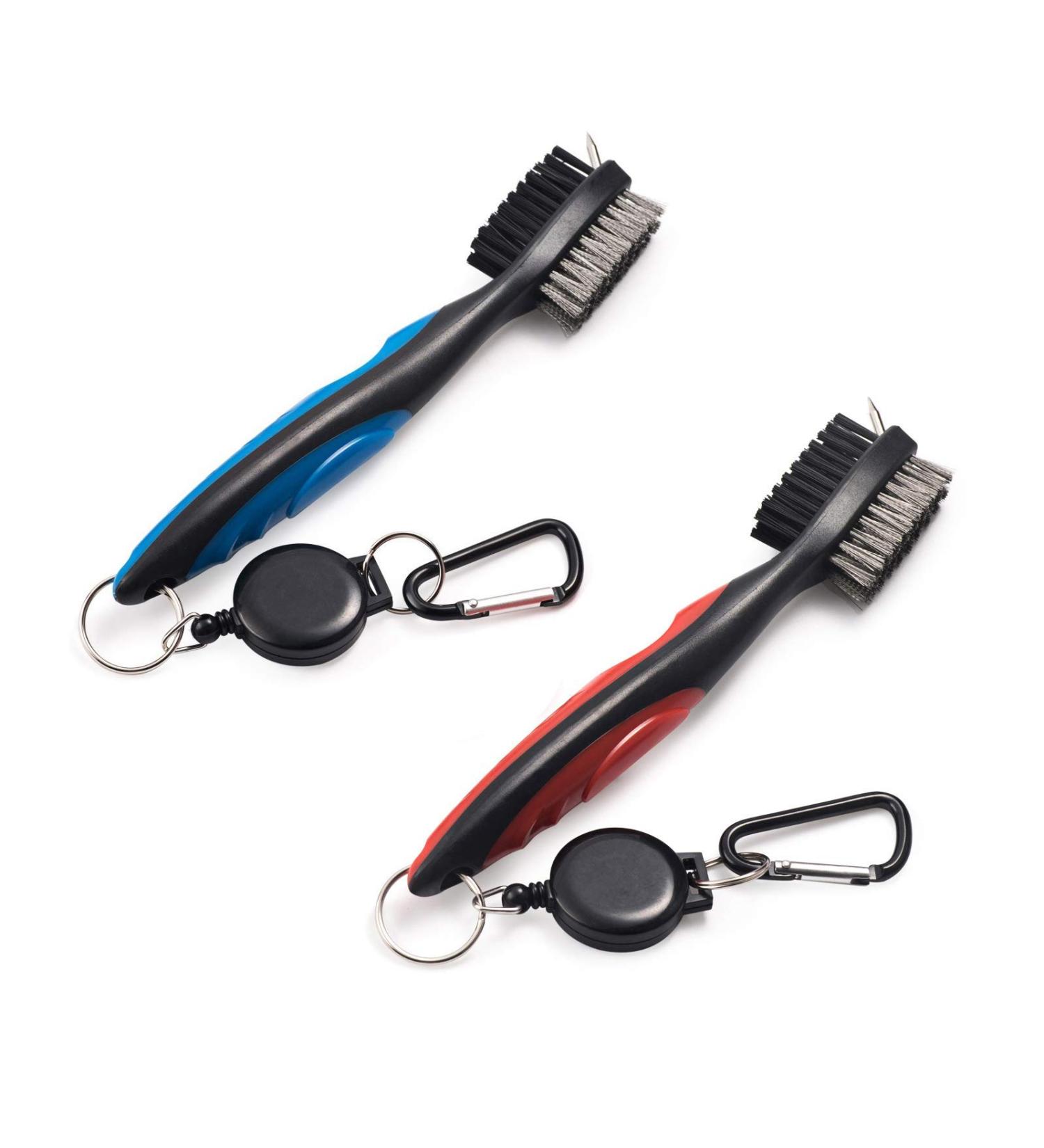 Xintan Tiger Golf Club Brush Cleaner Set - Pack of 2 with Retractable Zip-line and Aluminum Carabiner - Buy Online on GoSupps.com