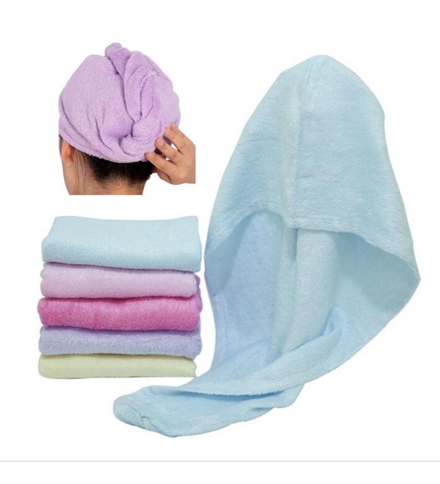 Happyit 1PC Bamboo Fiber Soft Head Towel - Ultra Absorbent Hair Drying Hat for Women & Girls (Blue) - High Quality Bathroom Shower Accessory - Buy Online on GoSupps.com