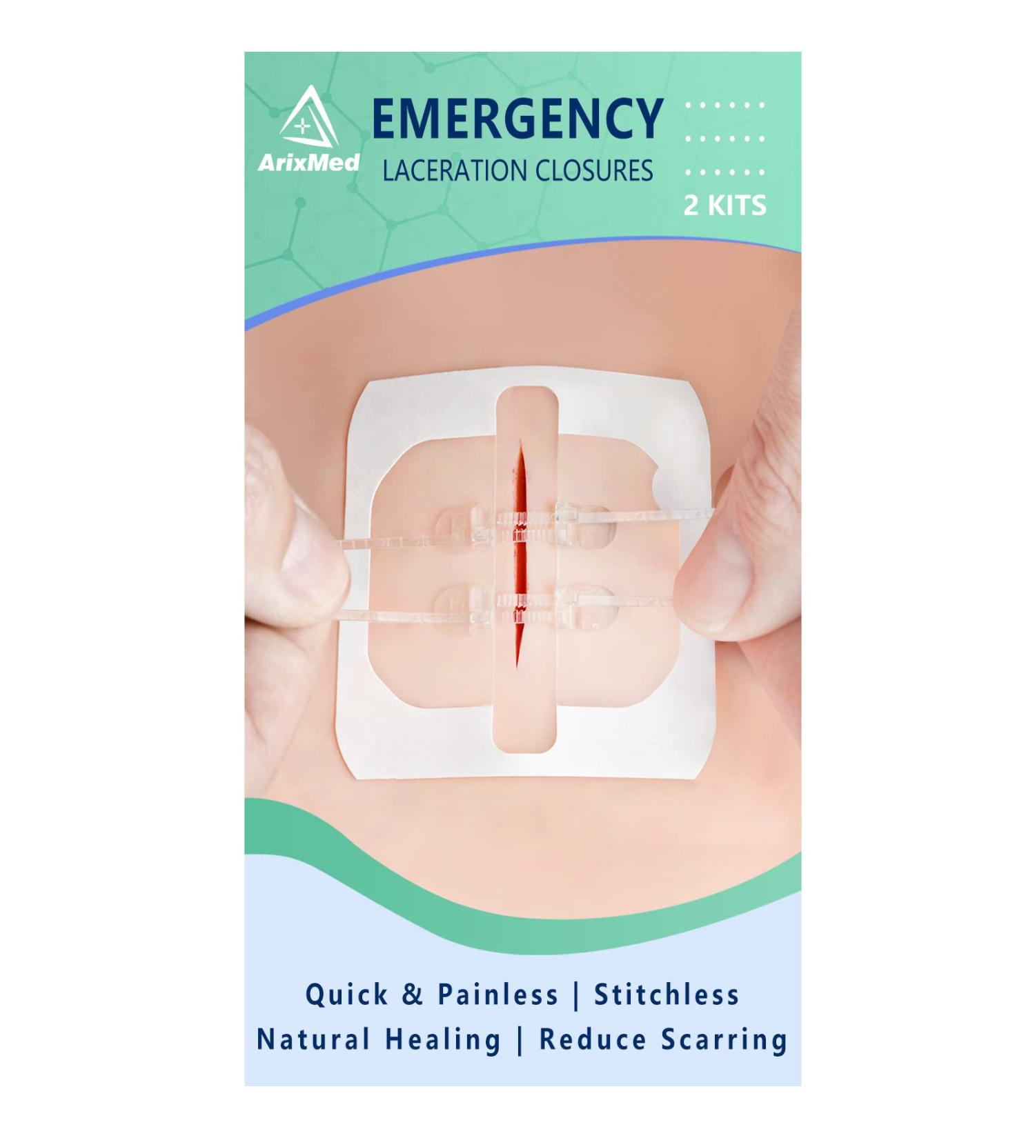 ArixMed Emergency Wound Closure Device - Zip Sutures Butterfly Bandaids - Quick Clot for Cuts & Tears - 2 Set (2 PCS) - Buy Online on GoSupps.com