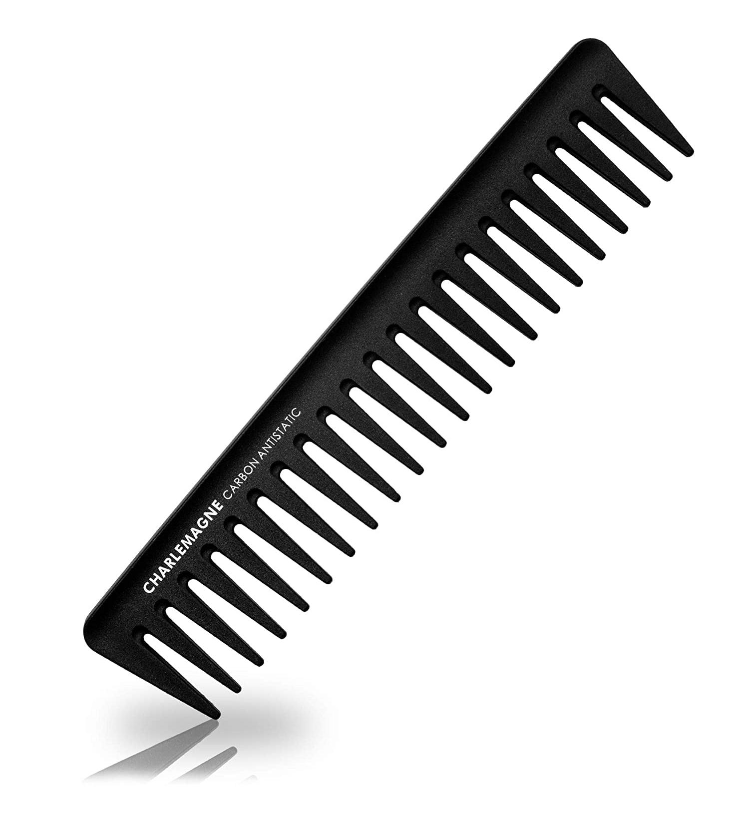 Charlemagne Coarse Carbon Comb for Men - Break-Resistant 19cm Antistatic Styling Comb for Hair & Beard - Perfect for Rough Hair & Curls - Buy Online on GoSupps.com