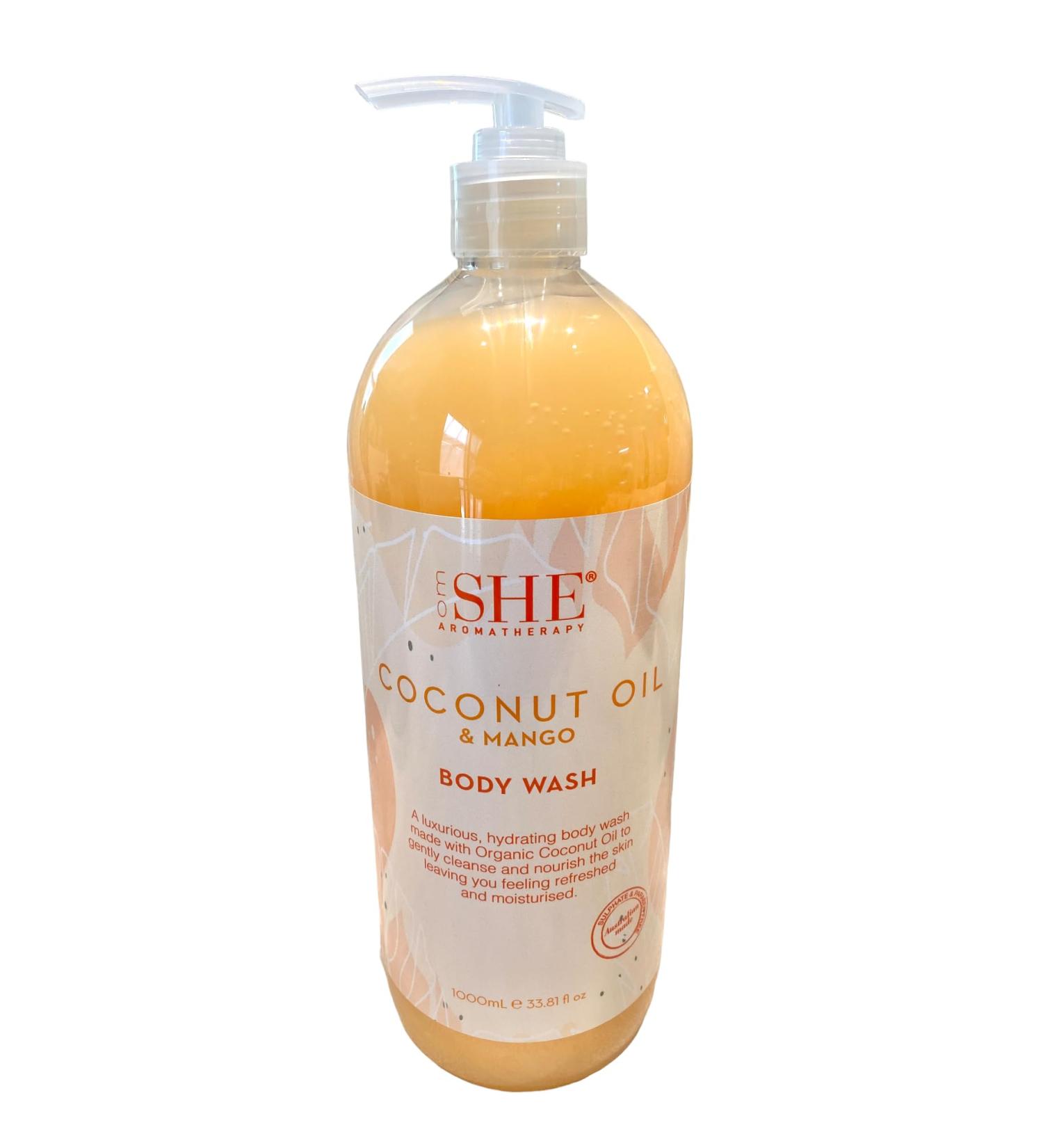 Om She Aromatherapy COCONUT OIL & MANGO Body Wash Shower Gel 33.8 oz Jumbo