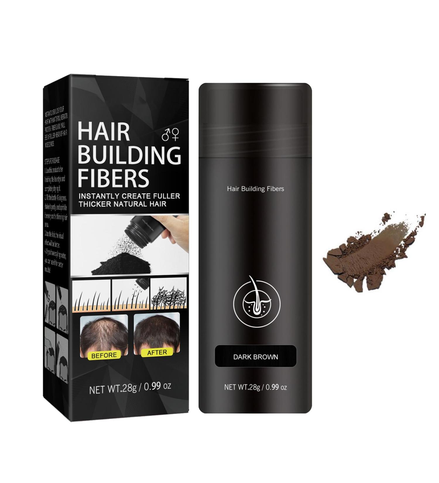 Hair Fibres Dark Brown Hair Building Fibres Hair fluffy Powder Thick Fiber Hair Fibers Natural Formula Time Lasts Hair Thickening Products for Men Women(Dark Brown) - Buy Online on GoSupps.com