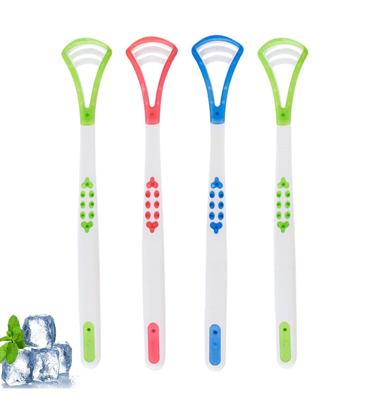 GNCLOUD Tongue Scraper Set - 4 Pcs | Tongue Cleaner Brushes for Adults | Oral Care for Fresh Breath & Mouth Health - Buy Online on GoSupps.com