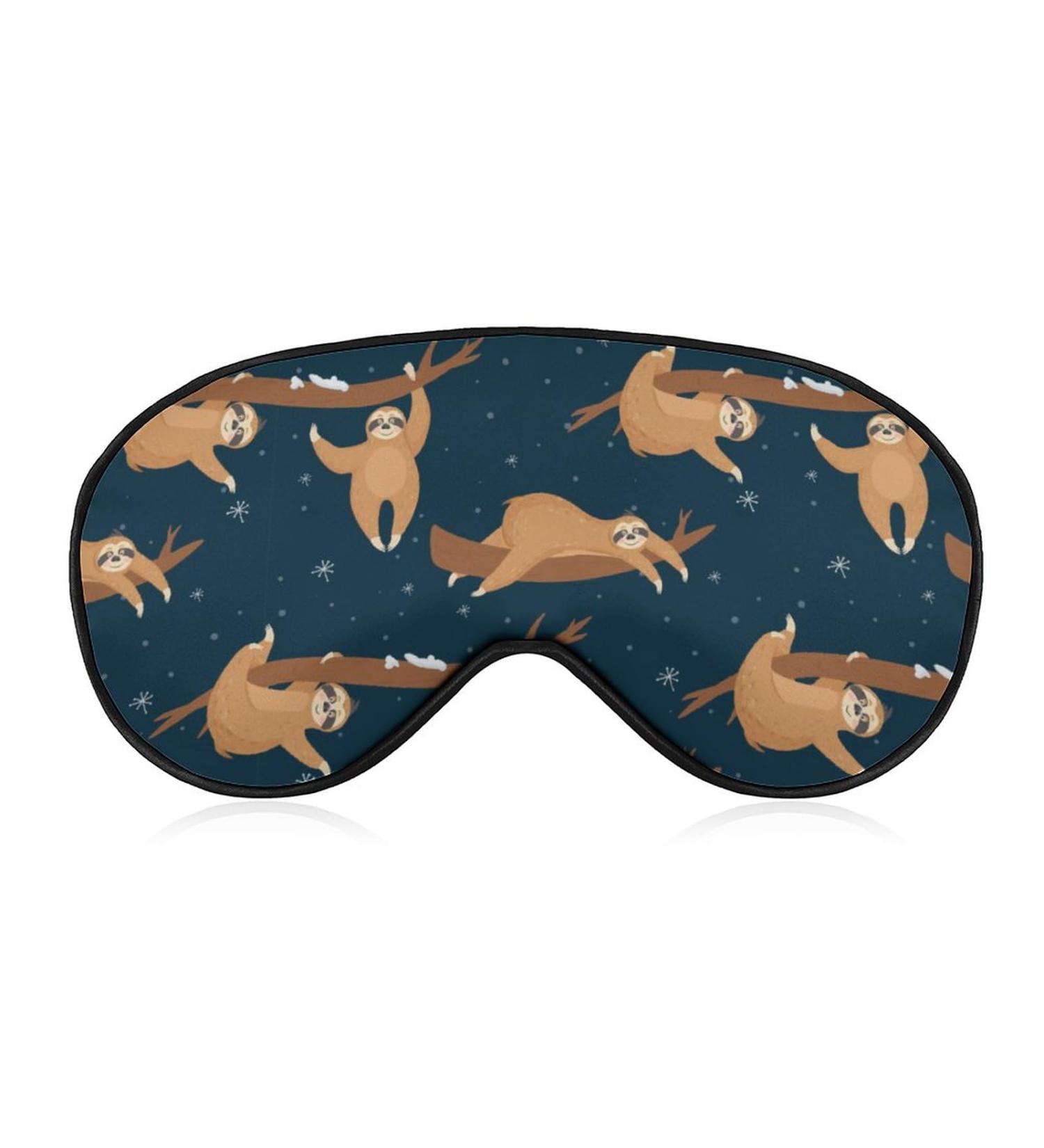 Sloth Play in Winter Sleep Mask - Adjustable Eye Cover for Sleeping and Travel - Blocks Light for Night or Nap - Men Women - Buy Online on GoSupps.com