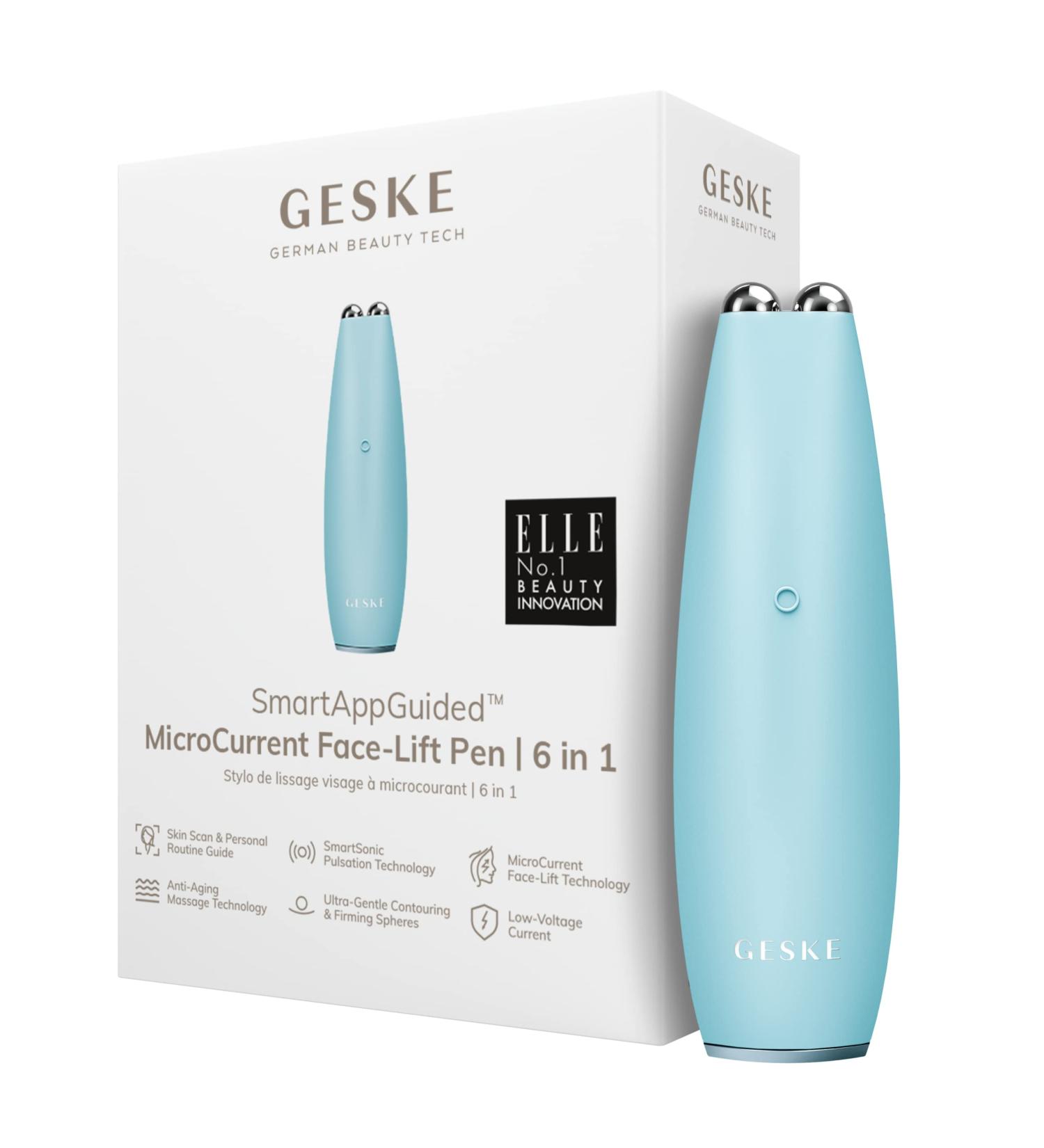 Geske SmartAppGuided Microcurrent Face-Lift Pen | 6-in-1 Anti-Aging Skincare Tool | Turquoise Device for Young Wrinkle-Free Skin - Shop Internationally! - Buy Online on GoSupps.com