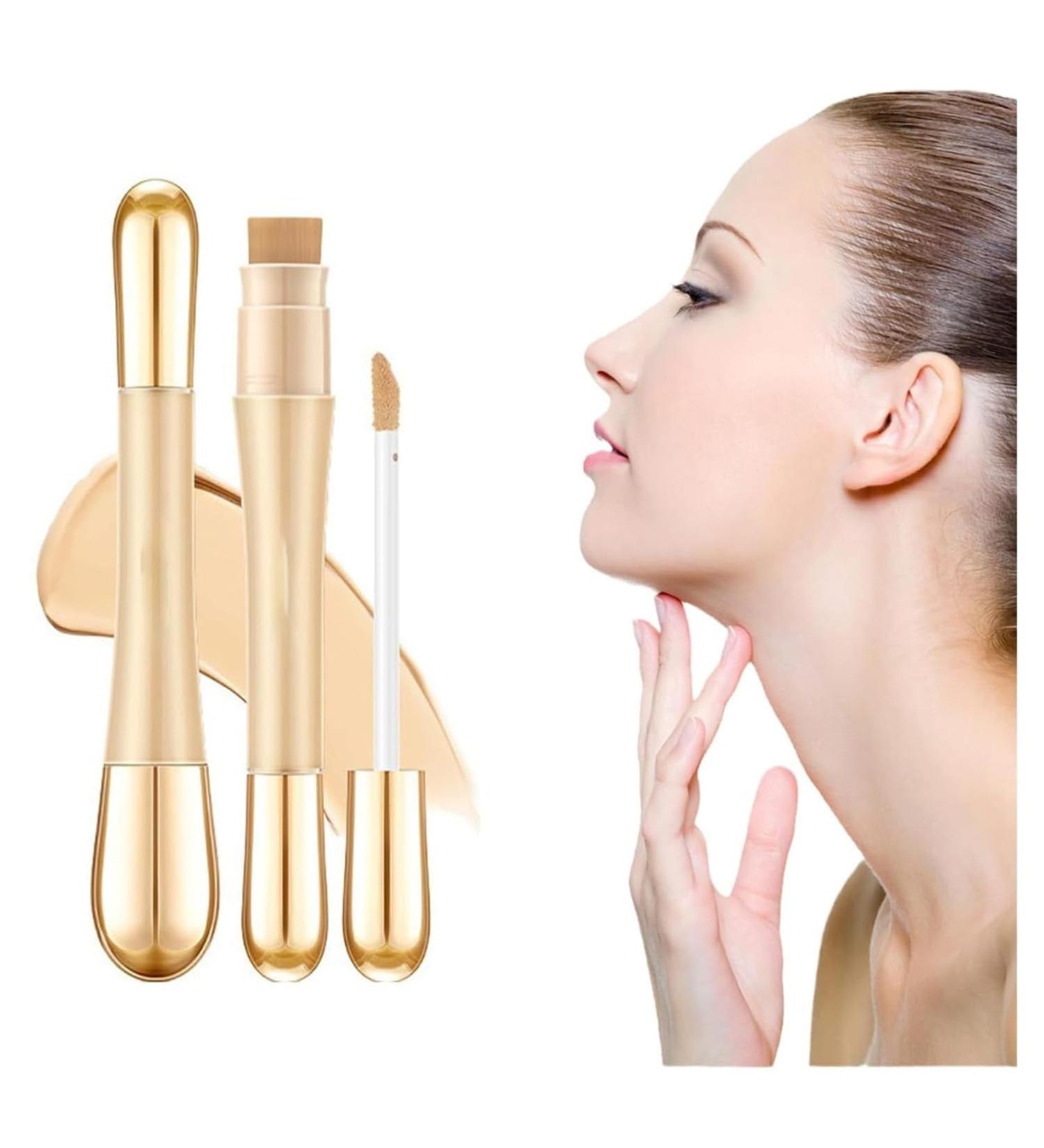 2 in 1 Anti-Wrinkle Foundation Foundation Stick with Built-in Brush High Coverage Matte Liquid Concealer Moisturizing Foundation Waterproof and Long Lasting - Buy Online on GoSupps.com