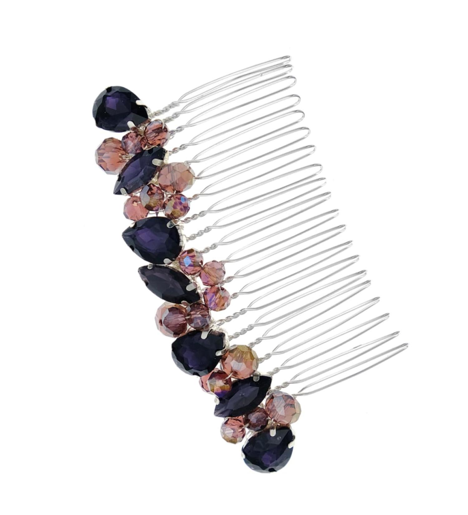 Ipetboom hair comb Splitter dress colored diamond hair comb clips knot top headband real hair side fringe European and American hair curler hair rhinestone bridal hair accessories - Buy Online on GoSupps.com