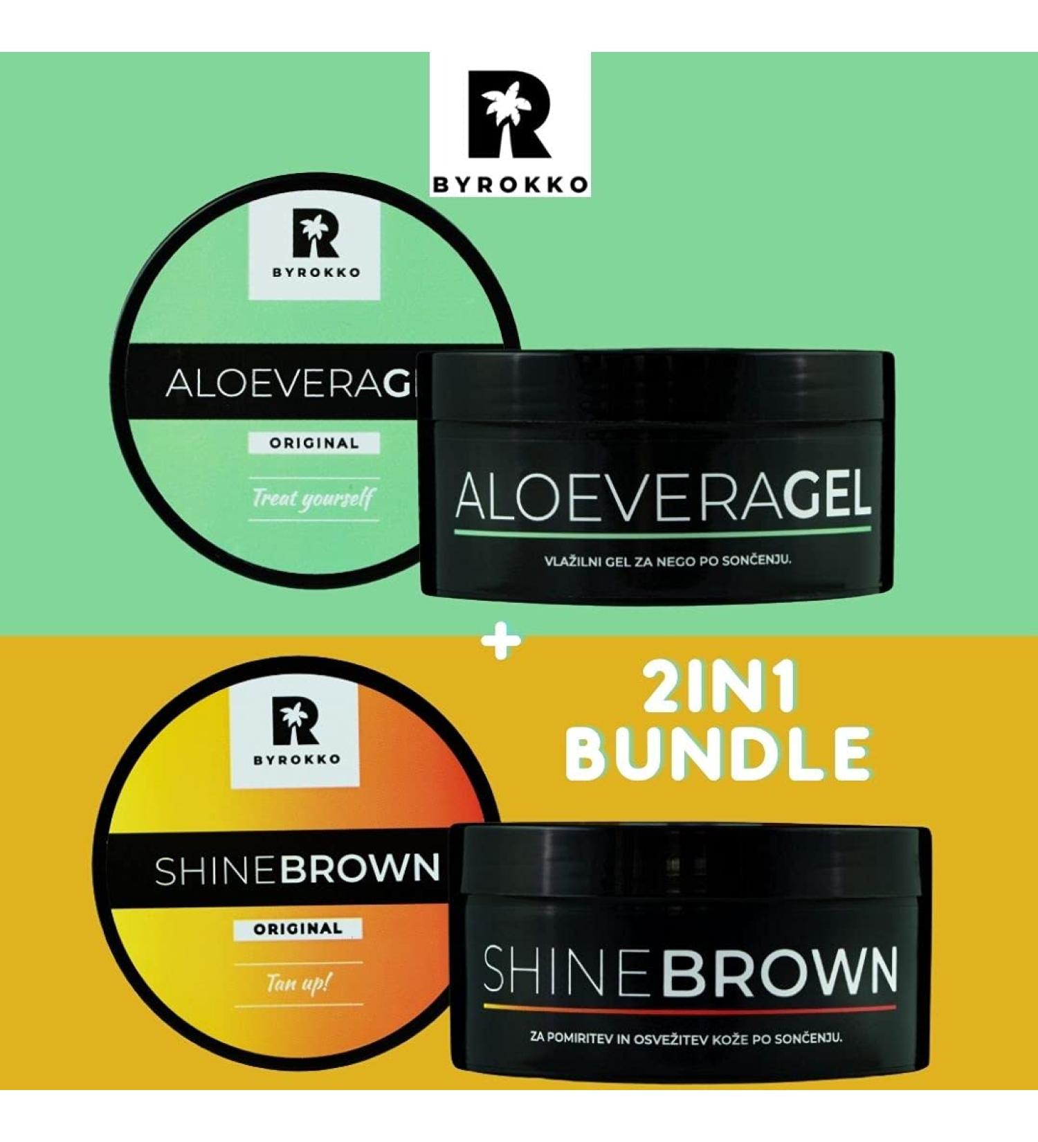  Shine Brown Byrokko Shine Brown Premium tanning accelerator cream 190 ml for sunbathing or outdoor use and aloe vera soothing after-sun moisturizing gel 200 ml Natural ingredients. - Buy Online on GoSupps.com