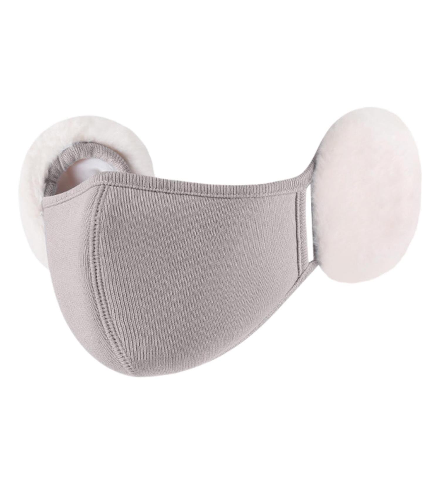 Kasmole Winter Face Cover for Women - Cloud Shape Rabbit Fur Ear Warmer | Soft Plush Gray Slim Face Protector - Buy Online on GoSupps.com