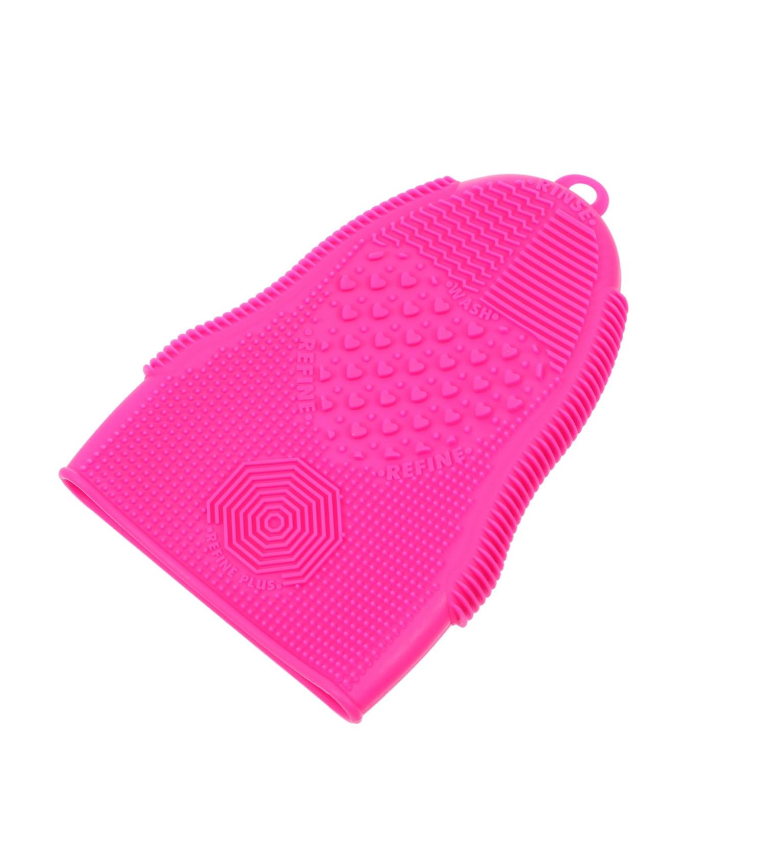 Stainless Steel Mirror Makeup Brush Cleaning Pad & Silicone Face Scrubber Gloves | 19x13cm Rosy | Perfect for Brush Cleaning & Face Cleansing - Buy Online on GoSupps.com