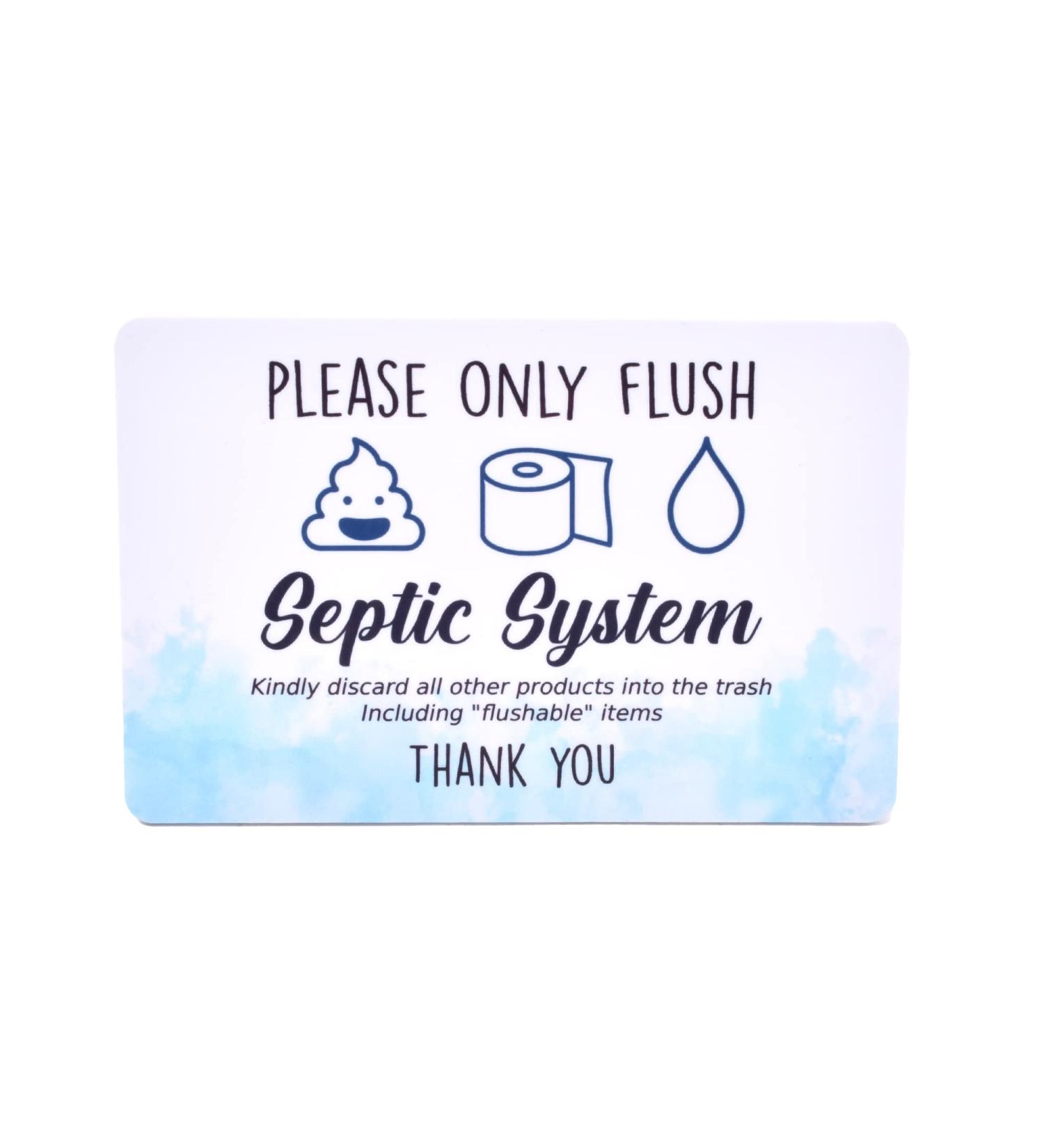 Septic Tank Sign for Toilet | Fun Novelty Adhesive Bathroom Sign | Septic System Signs for International Shipping - Buy Online on GoSupps.com