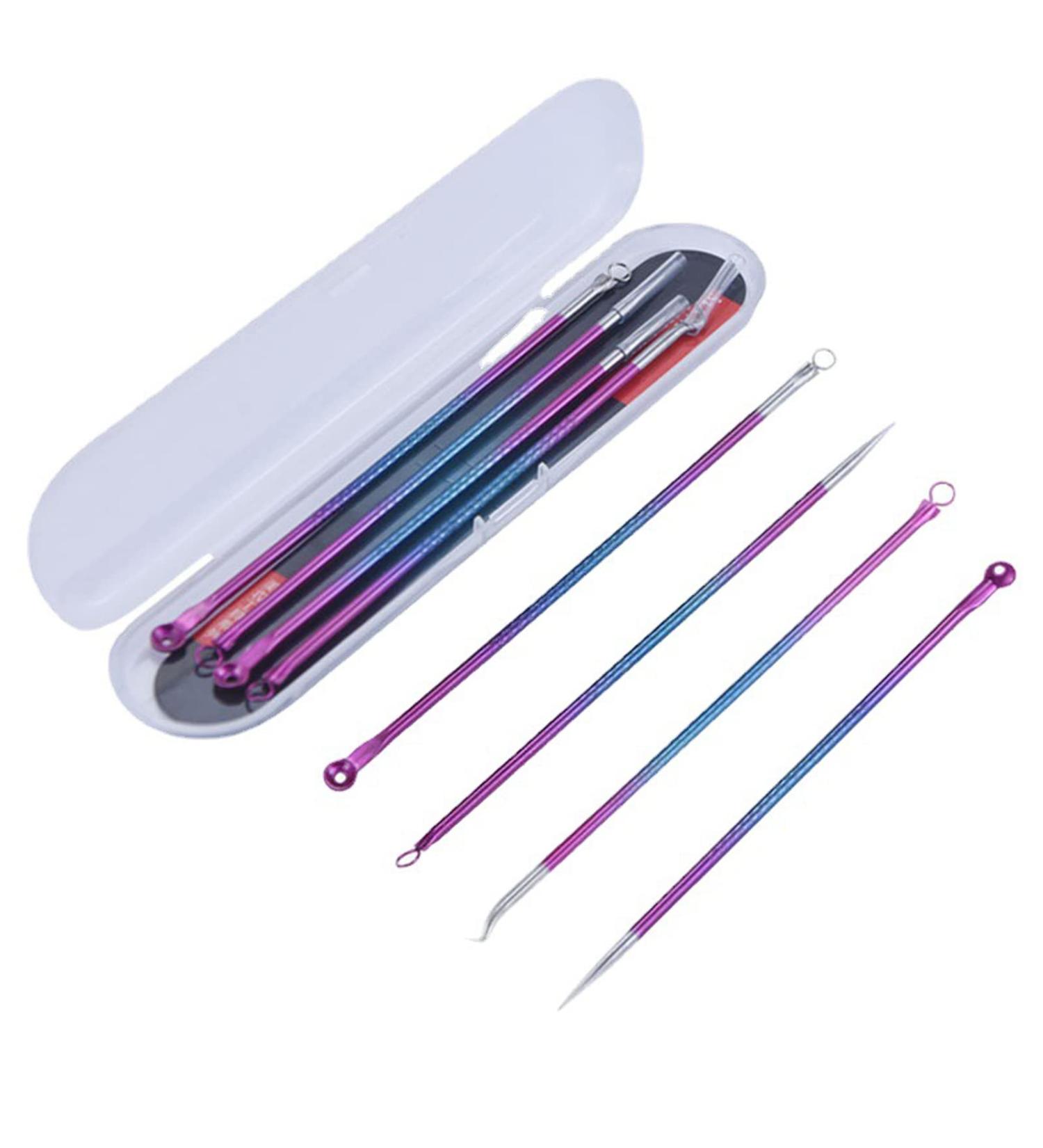 Rosarden Blackhead Remover Tool Kit 4 Pieces Comedone Extractor Tool Blemish Whitehead Removal Acne Needle Pimple Spot Popper Stainless Steel (Color) Gold - Buy Online on GoSupps.com
