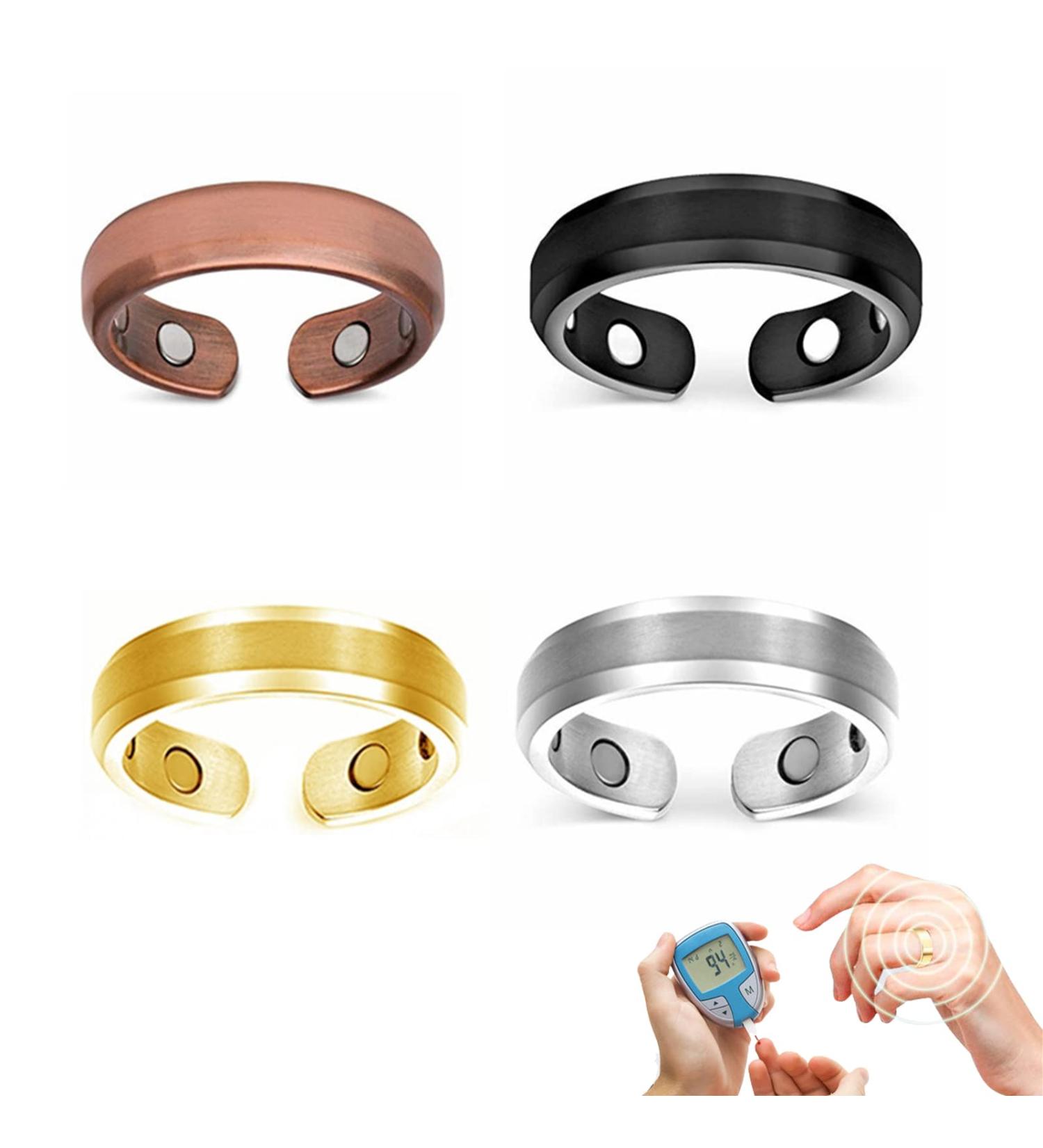 Blood Sugar Control Magnetic Therapy Rings - Joint Pain Relief & Arthritis Support (4pcs) - Buy Online on GoSupps.com