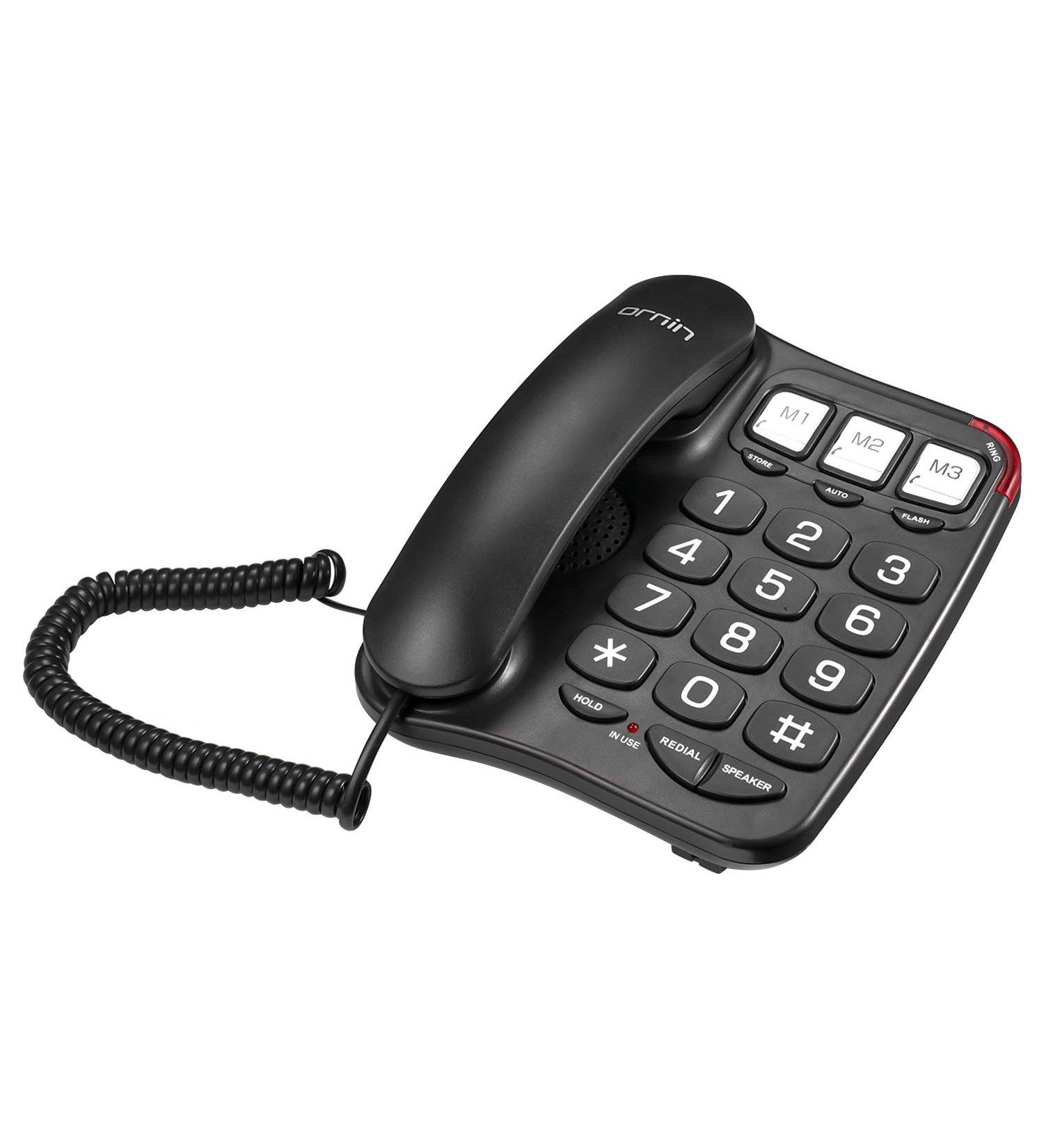 Ornin S016 Big Button Corded Telephone - Senior-Friendly with Speaker - Hearing Aid Compatible - Black - Buy Online on GoSupps.com