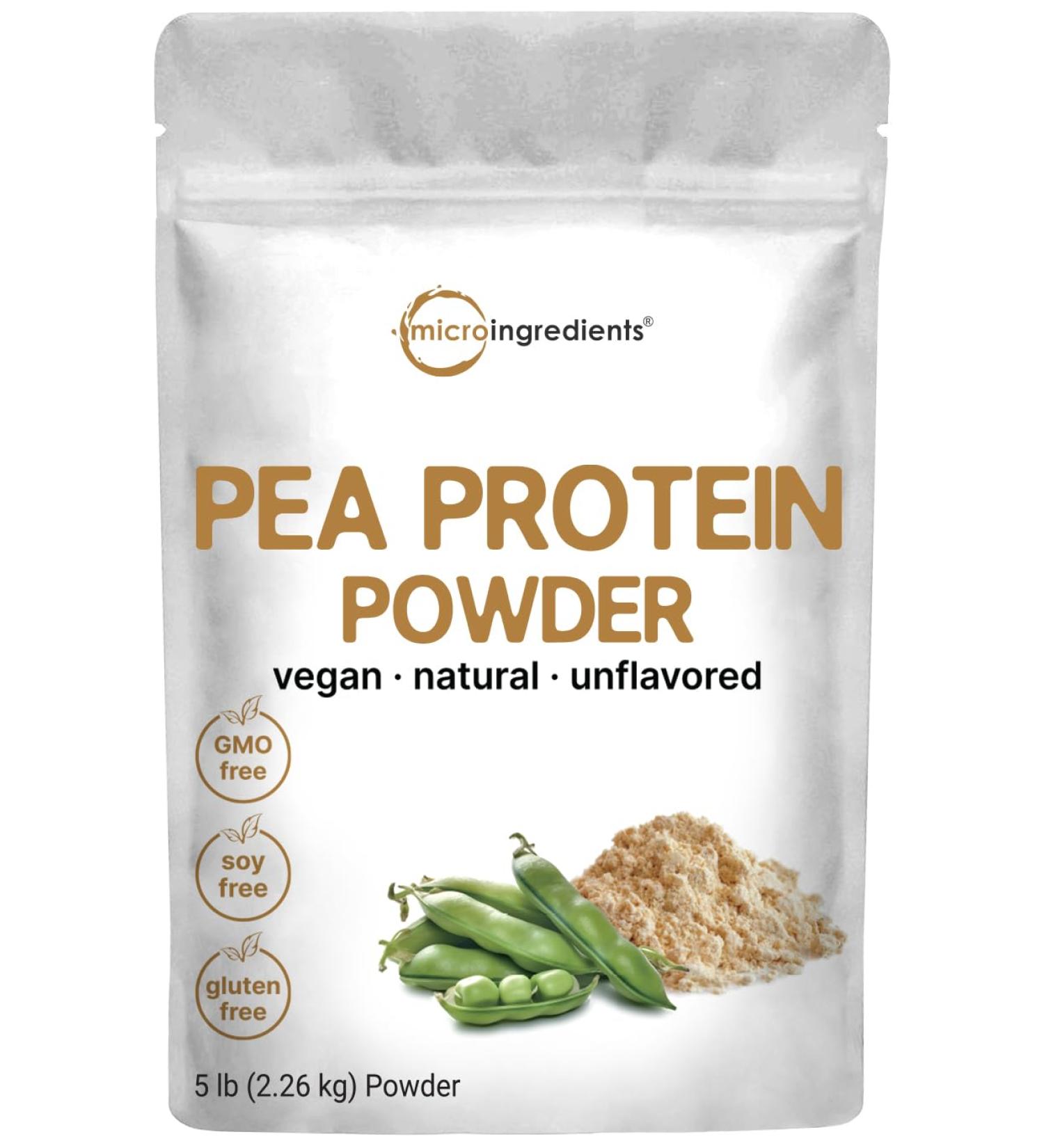 Micro Ingredients Pea Protein Powder | 5 lbs Plant-Based Vegan Protein | Non-GMO Keto Friendly 27g Serving Rich in BCAAs & EAAs - Buy Online on GoSupps.com