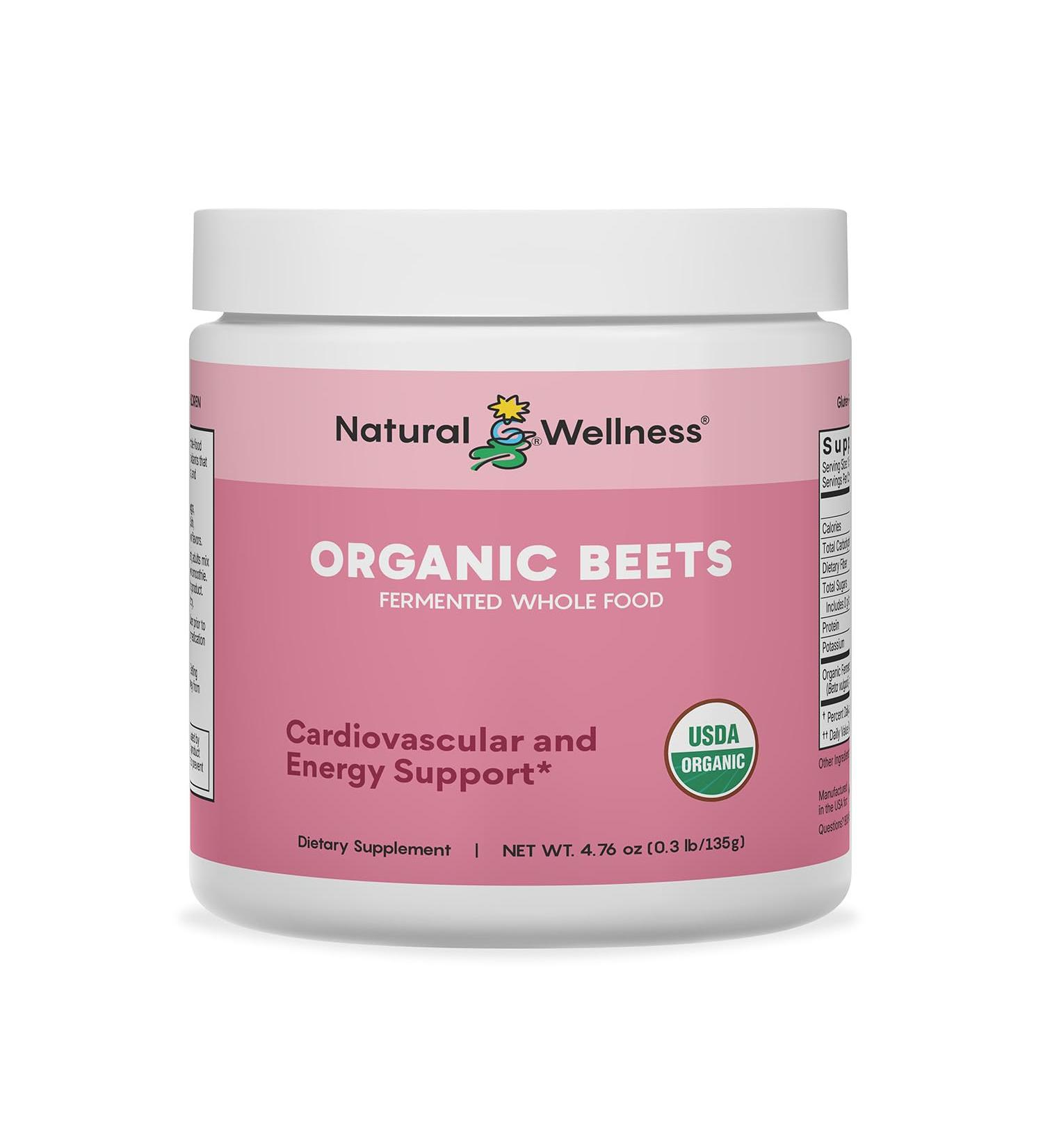 Natural Wellness Fermented Organic Beets Powder Nitrate-Rich Superfood for Heart Health Energy Endurance & Circulation Vegan Gluten-Free Zero Sugar 4.5g Powder 30-Day Supply  - Buy Online on GoSupps.com