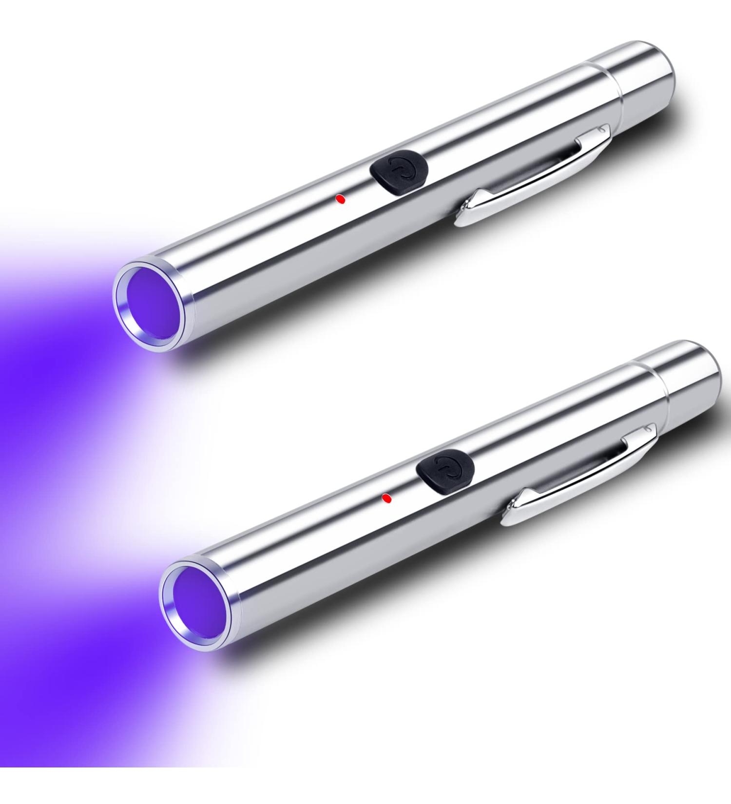 LEAGY 2 Pack Pen Torch 365nm UV Light Penlight USB Rechargeable Torch Black Light Flashlight for Detecting Mold Fungus Fluorescent Stains and Pet Urine etc - Buy Online on GoSupps.com