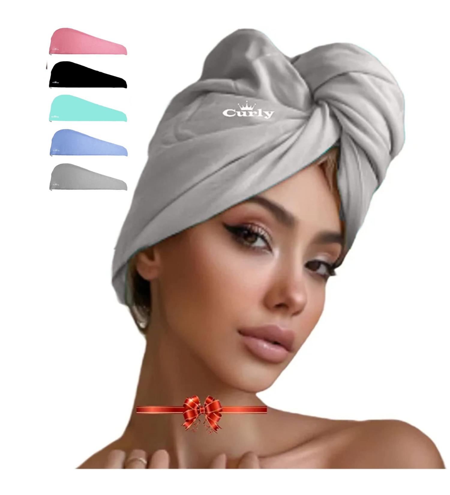 Curly Cotton Hair Towel (Grey) - Soft & Absorbent Queen Size - Buy Online on GoSupps.com