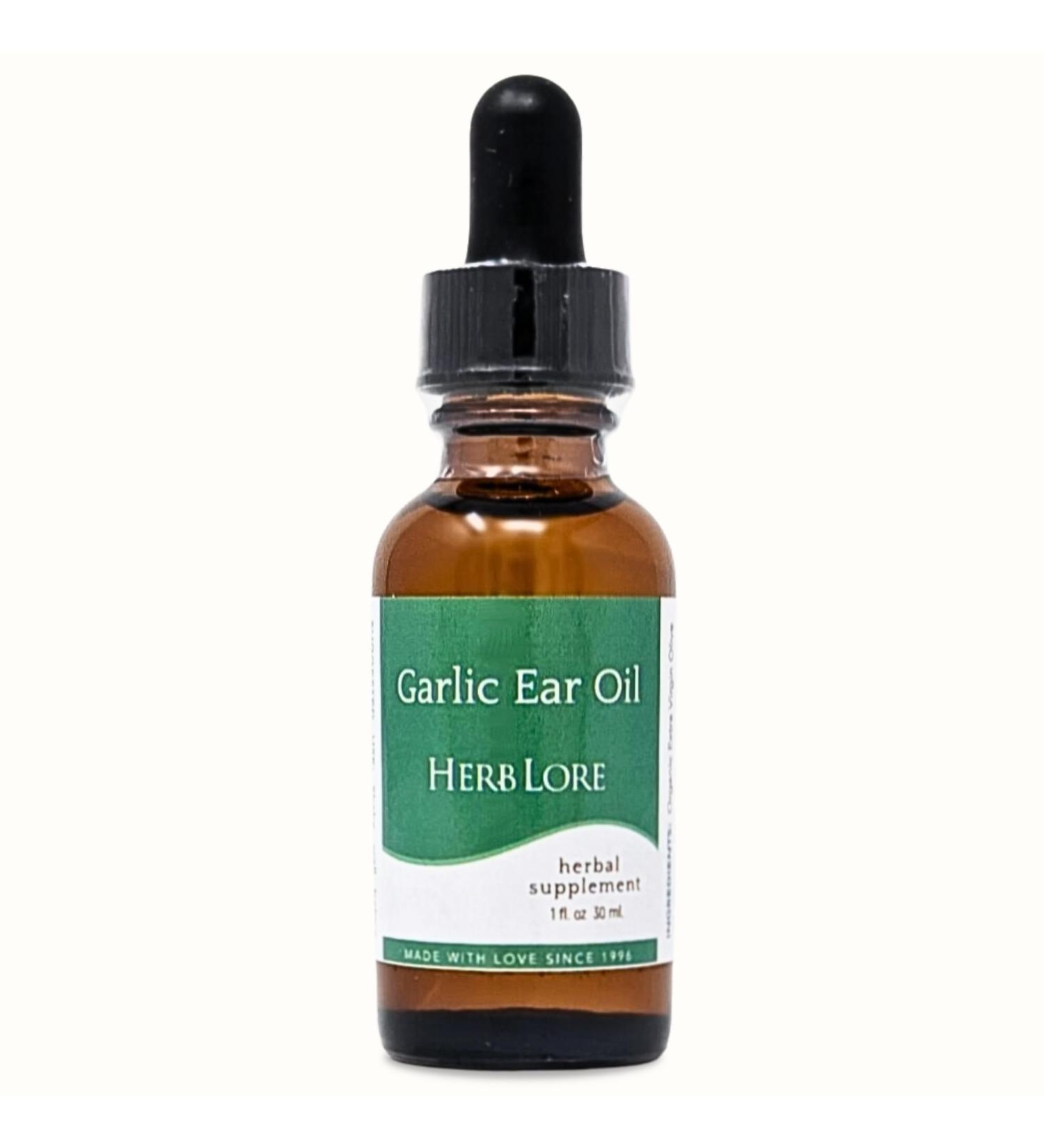 Garlic Ear Oil Drops Soothes Dry, Itchy, or Clogged Ears for Kids & Adults - 1 fl oz - Herb Lore - Buy Online on GoSupps.com