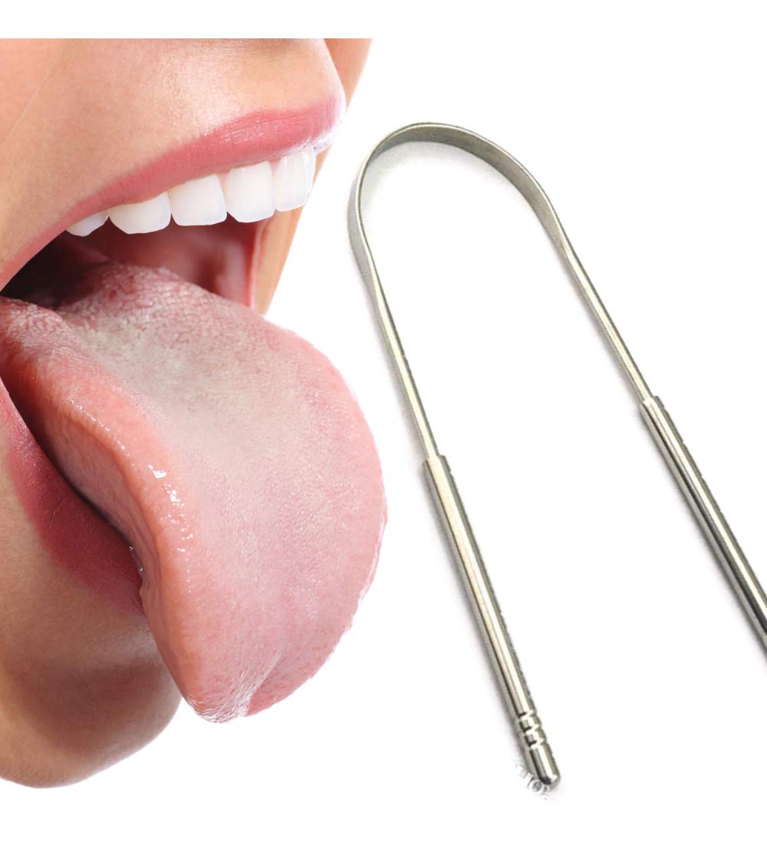 Premium Stainless Steel Metal Tongue Scraper for Oral Health - Eliminate Bad Breath & Clean Toxins - Buy Online on GoSupps.com