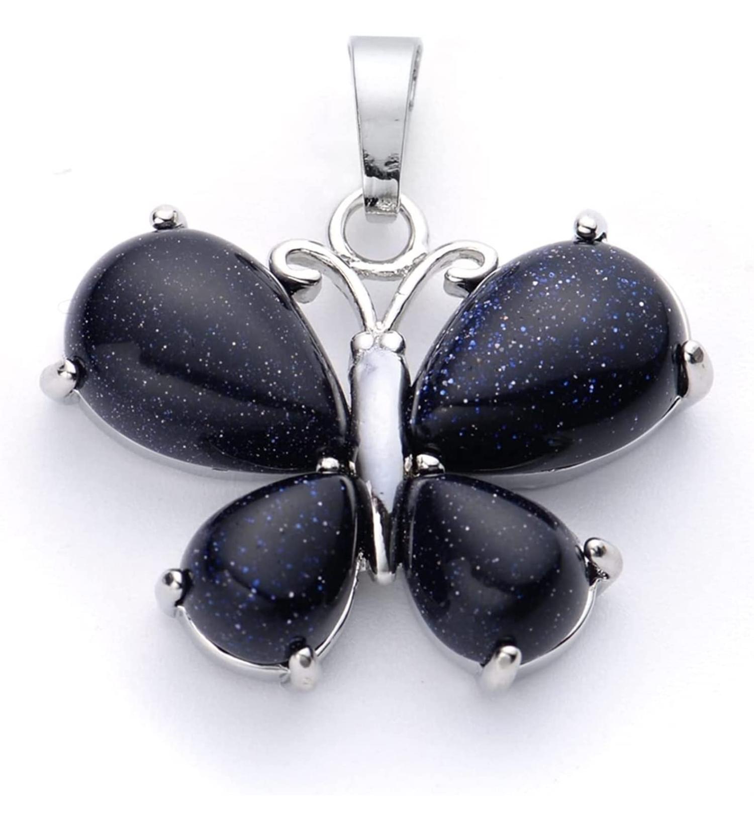 Crystal Rough Natural Quartz 1pc Butterfly Formed Pendant Amethyst Natural Crystals Tiger Eye geman Opal Stone for Women Gift Necklace Jewelry (Size : Blue Sandstone) - Buy Online on GoSupps.com