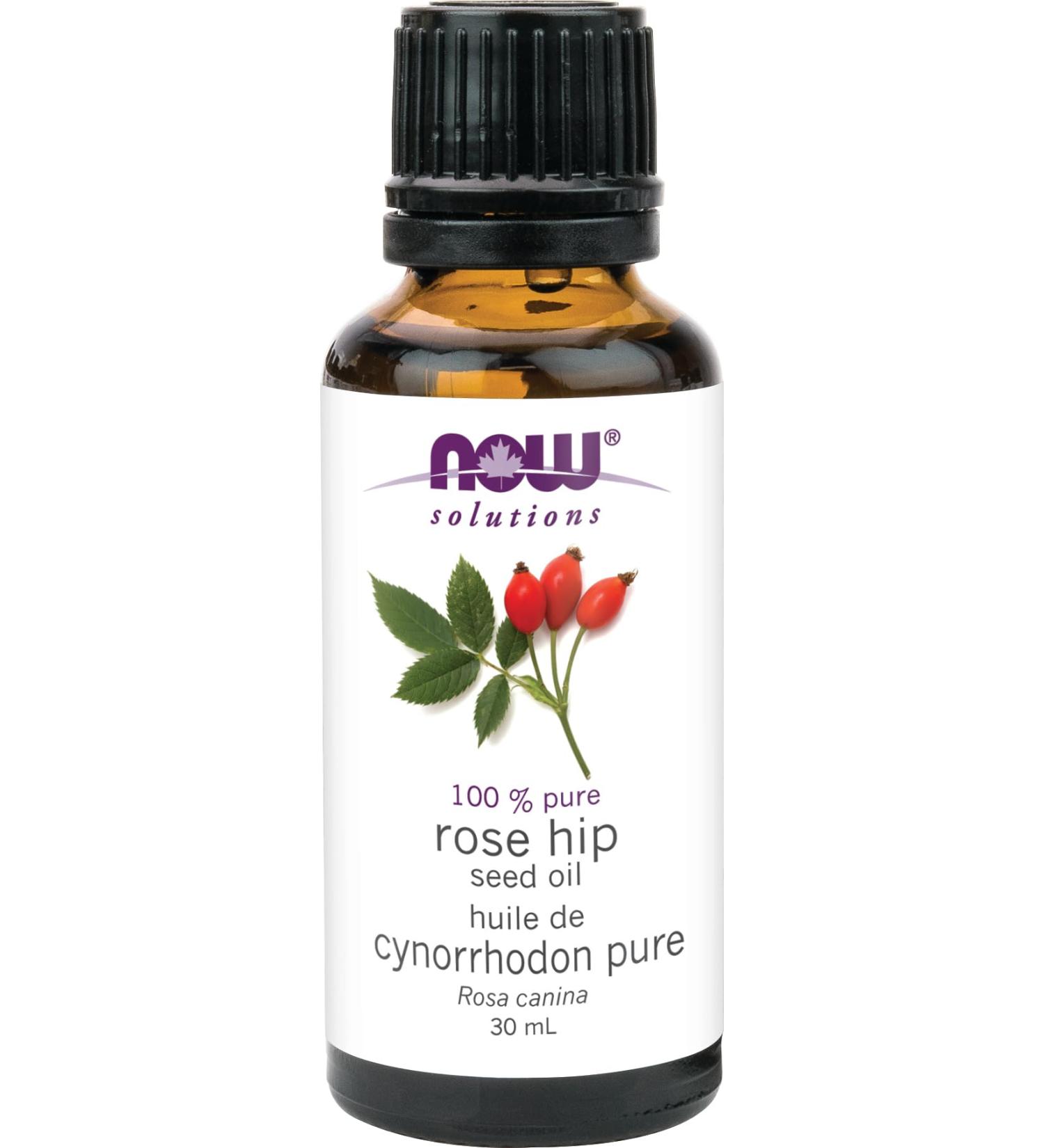 NOW Solutions Rose Hip Seed Oil 100% Pure Nourishing and Renewing For Facial Care Vegan Child Resistant Cap 30ml - Buy Online on GoSupps.com