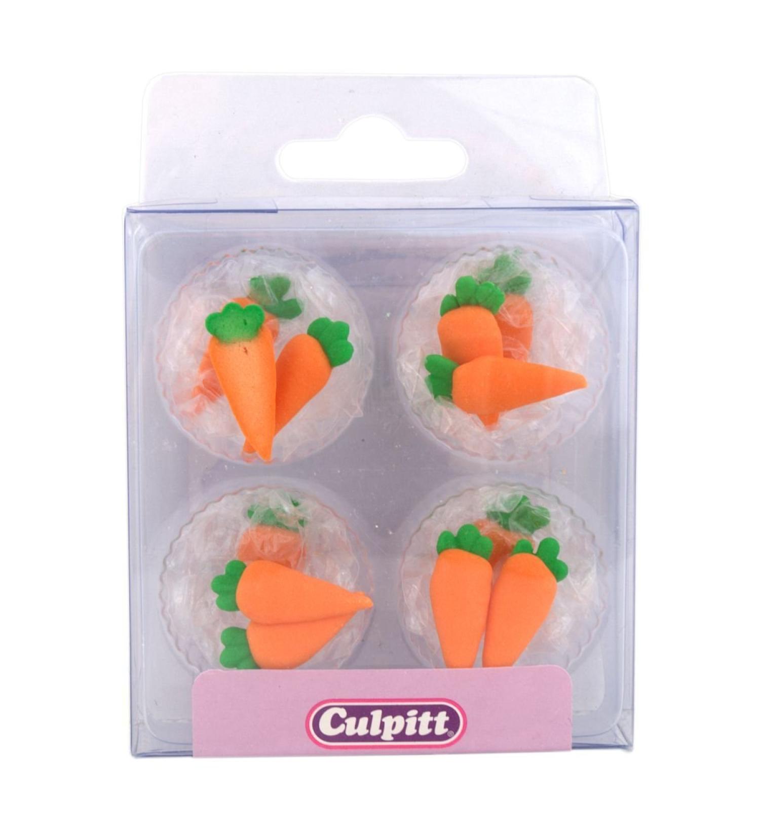 12 CARROTS Sugar Cake Decorations (Pipings) Cupcake Toppers