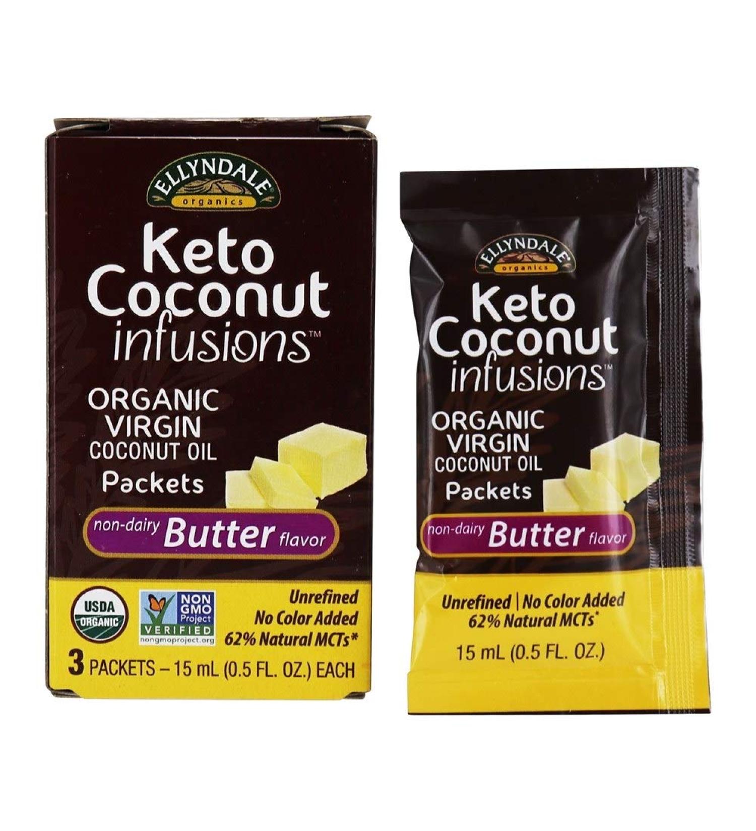 Now Foods Ellyndale Naturals Keto Coconut Infusions - Non-Dairy Butter Flavor, 3 Pack (0.5 fl oz Each) - Buy Online on GoSupps.com